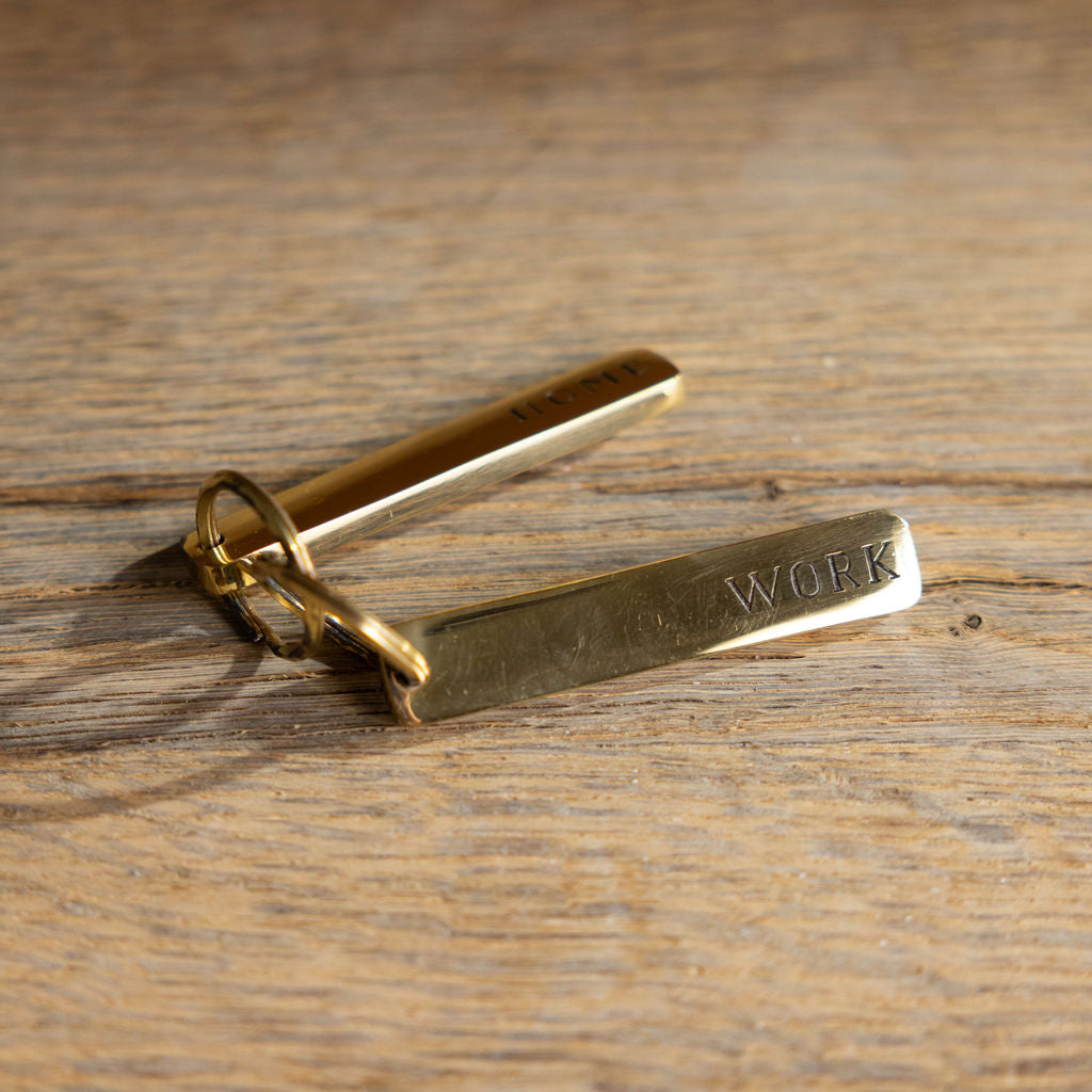 Brass Home & Work Key Chain Pair