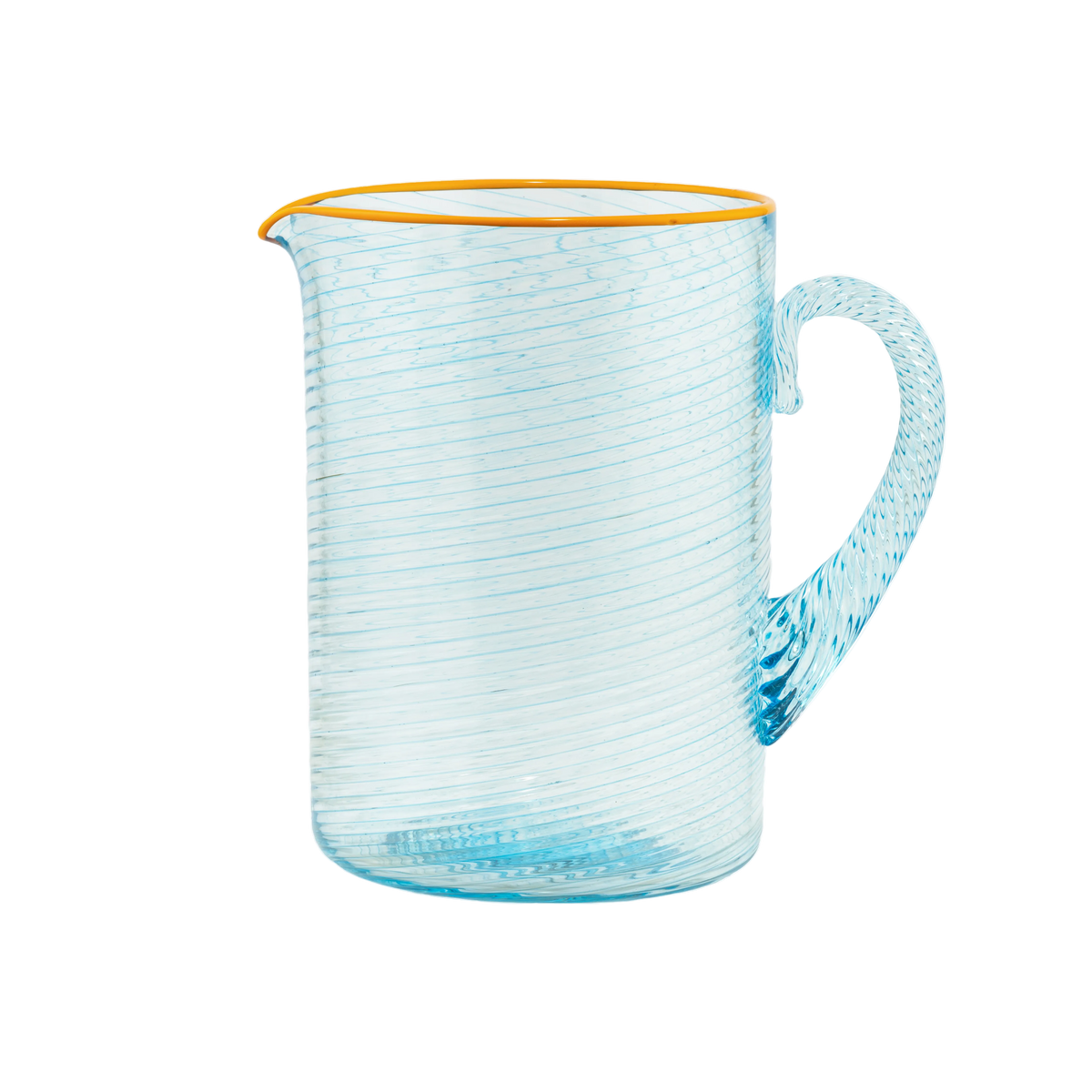 Fizzy Blue Water Carafe with Orange Rim