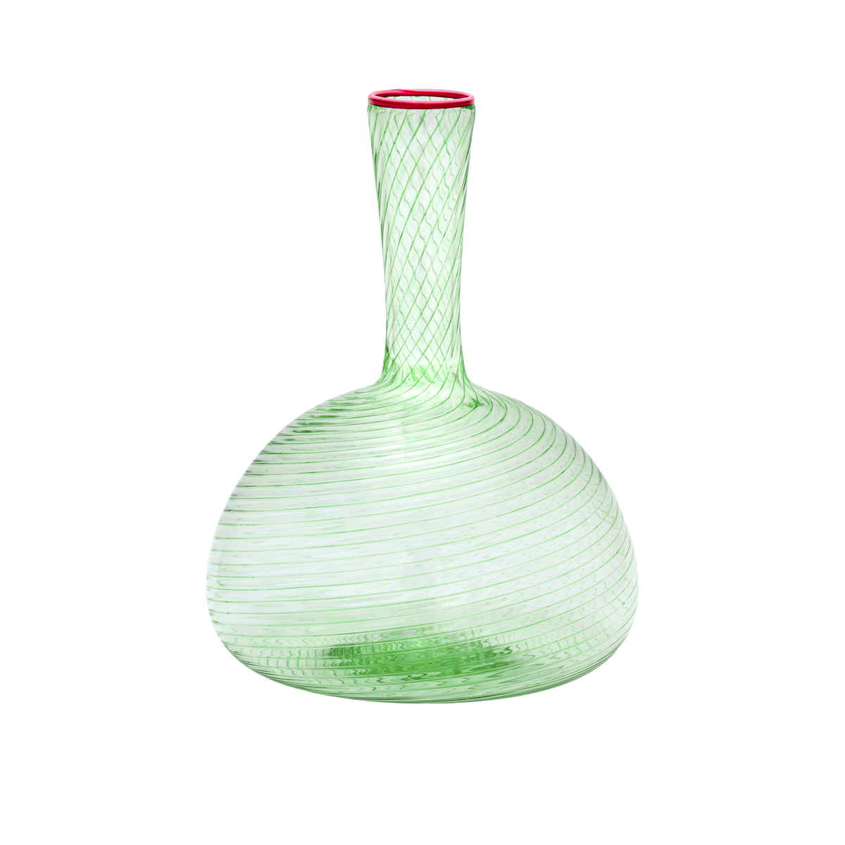 Fizzy Green Wine Decanter with Pink Rim