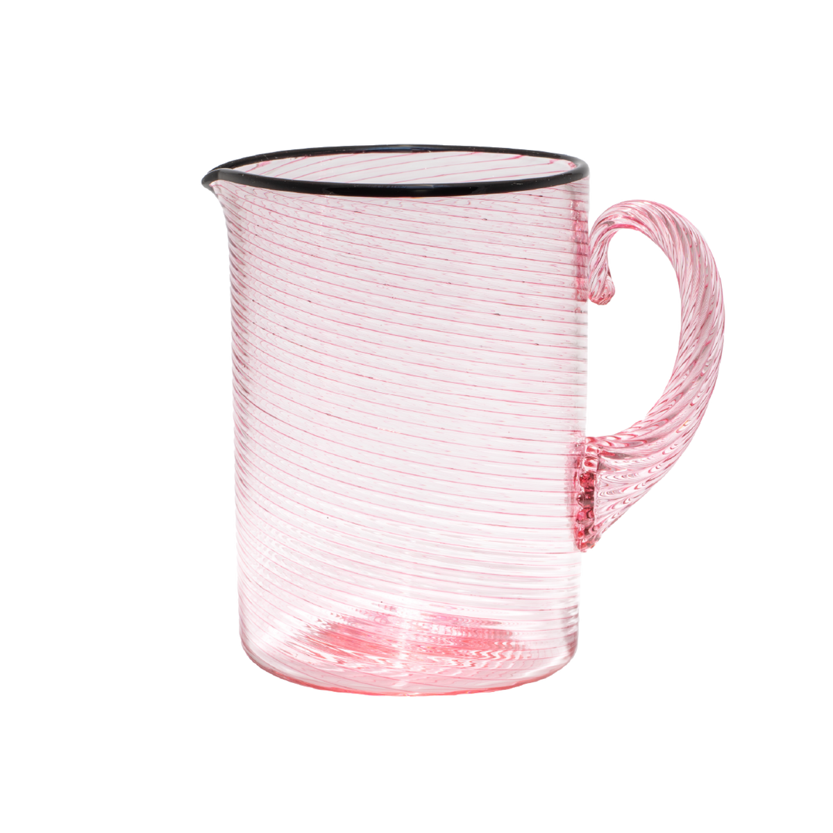 Fizzy Pink Water Carafe with Black Rim