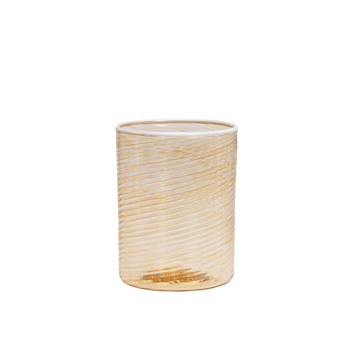 Fizzy Amber Wine Glass with White Rim Set of 2
