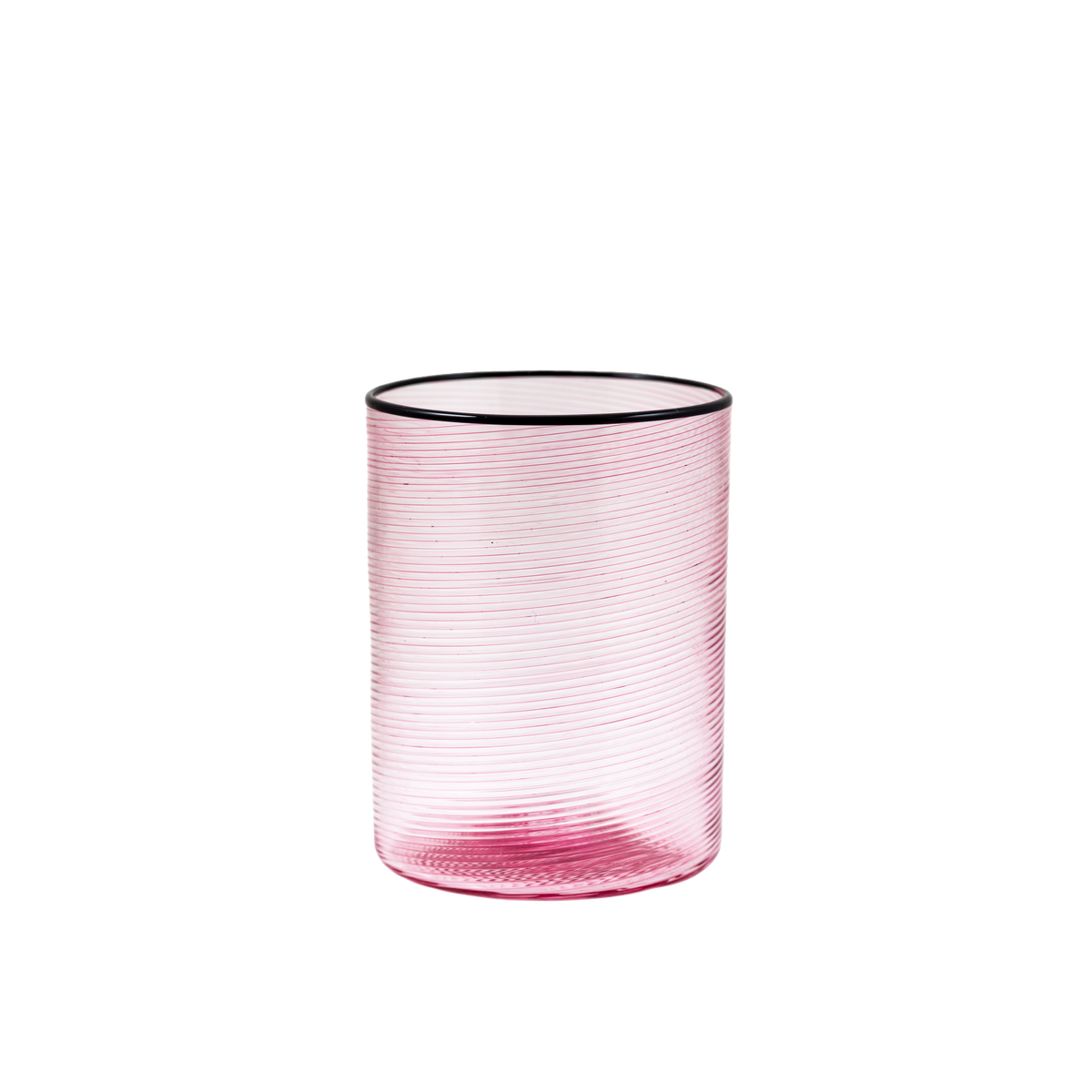 Fizzy Pink Water Glass with Black Rim Set of 2