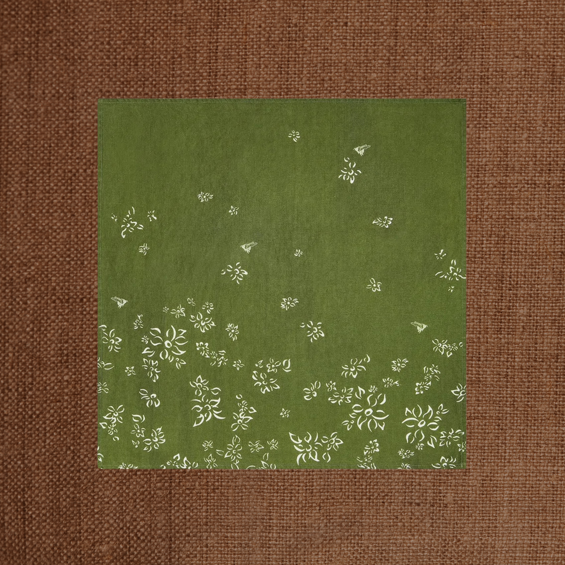 Avocado Green S & Bee Falling Flower Linen Napkin