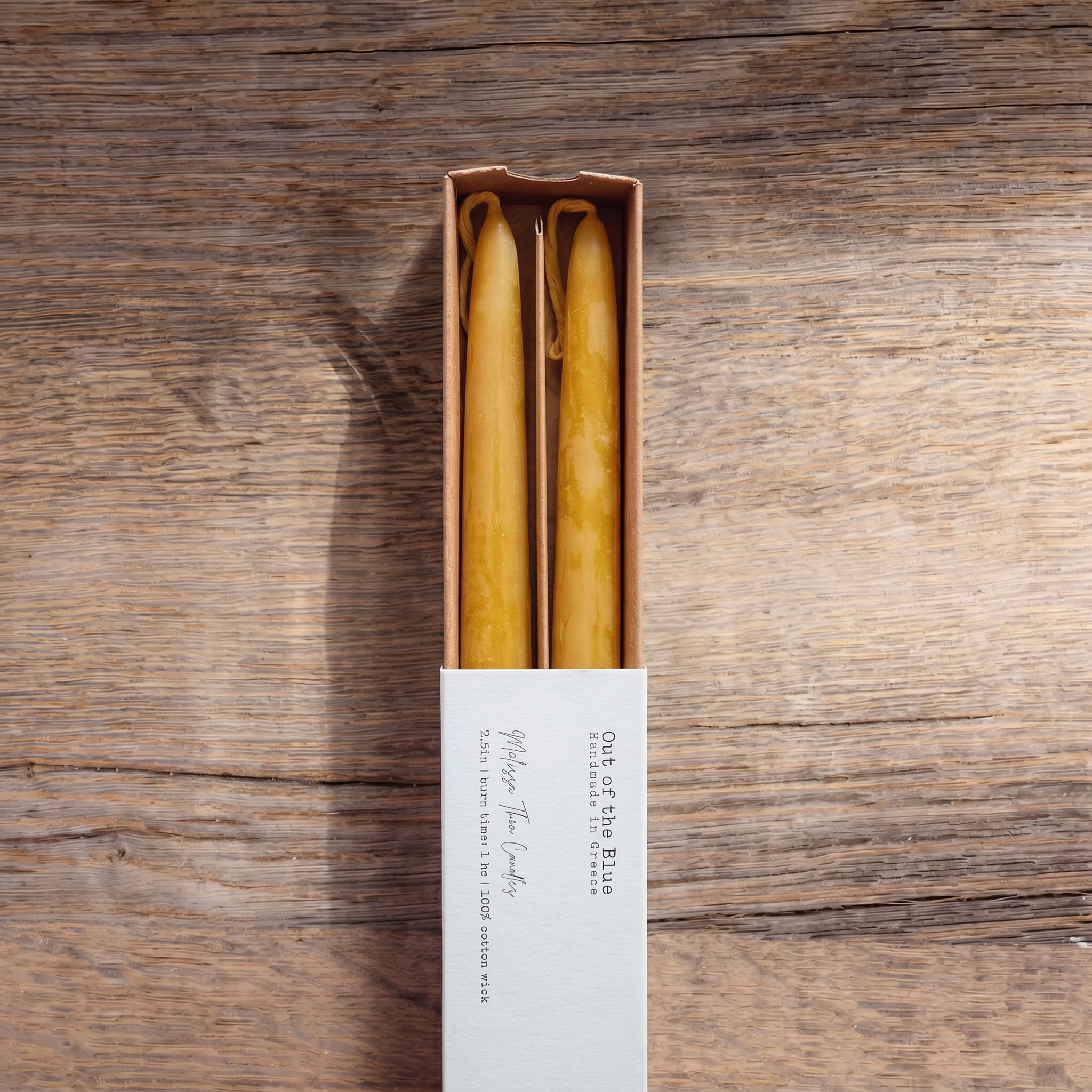 Beeswax Taper Candles, Set of 2