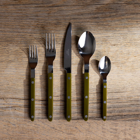 Bistrot Solid 5-Piece Flatware Set Green Fern