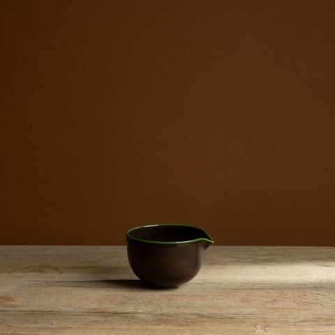 Small Brown Bowl with Green Rim