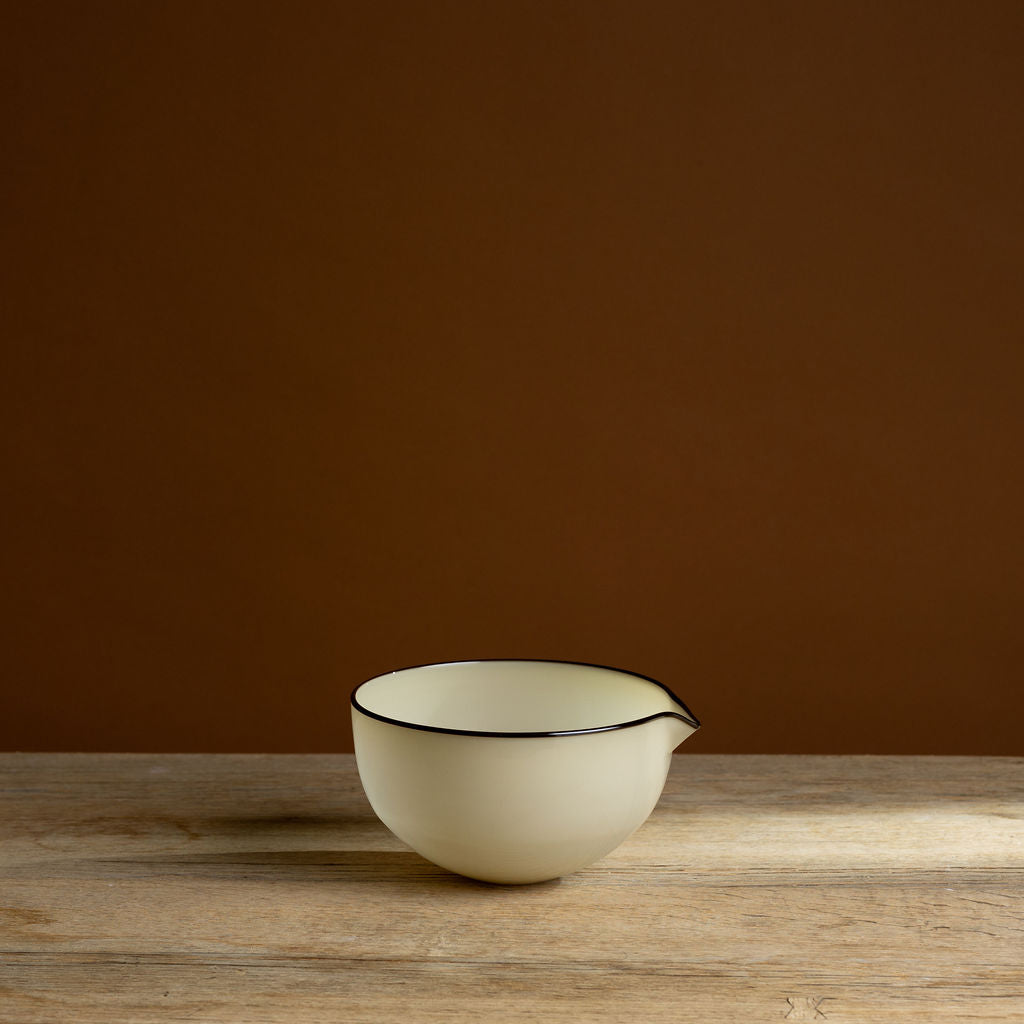 Large Cream Bowl with Brown Rim