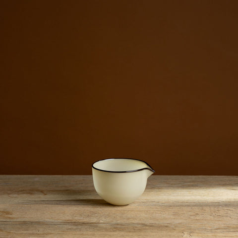 Small Cream Bowl with Brown Rim