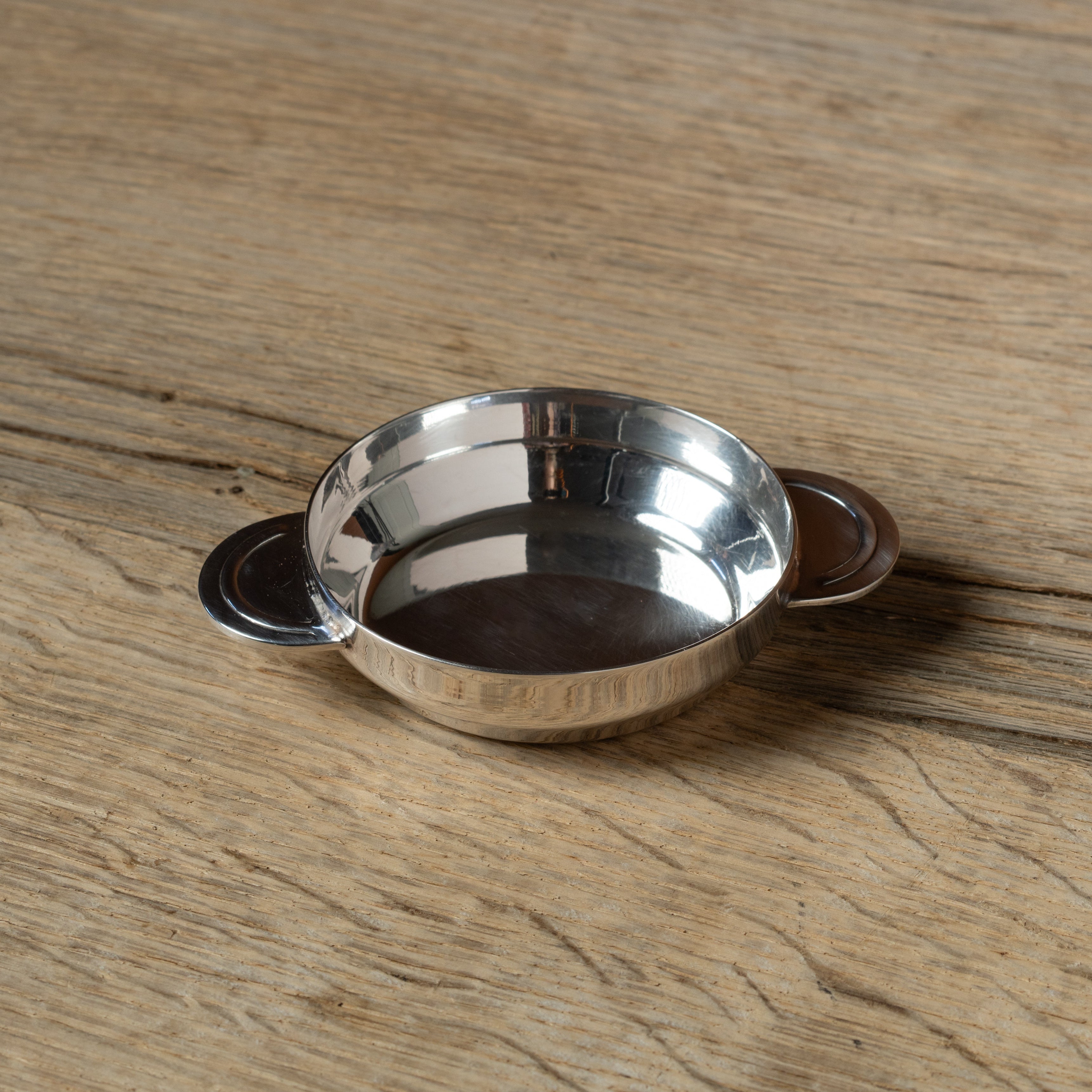 Vintage Silver Low Bowl with Half-Moon Tabs