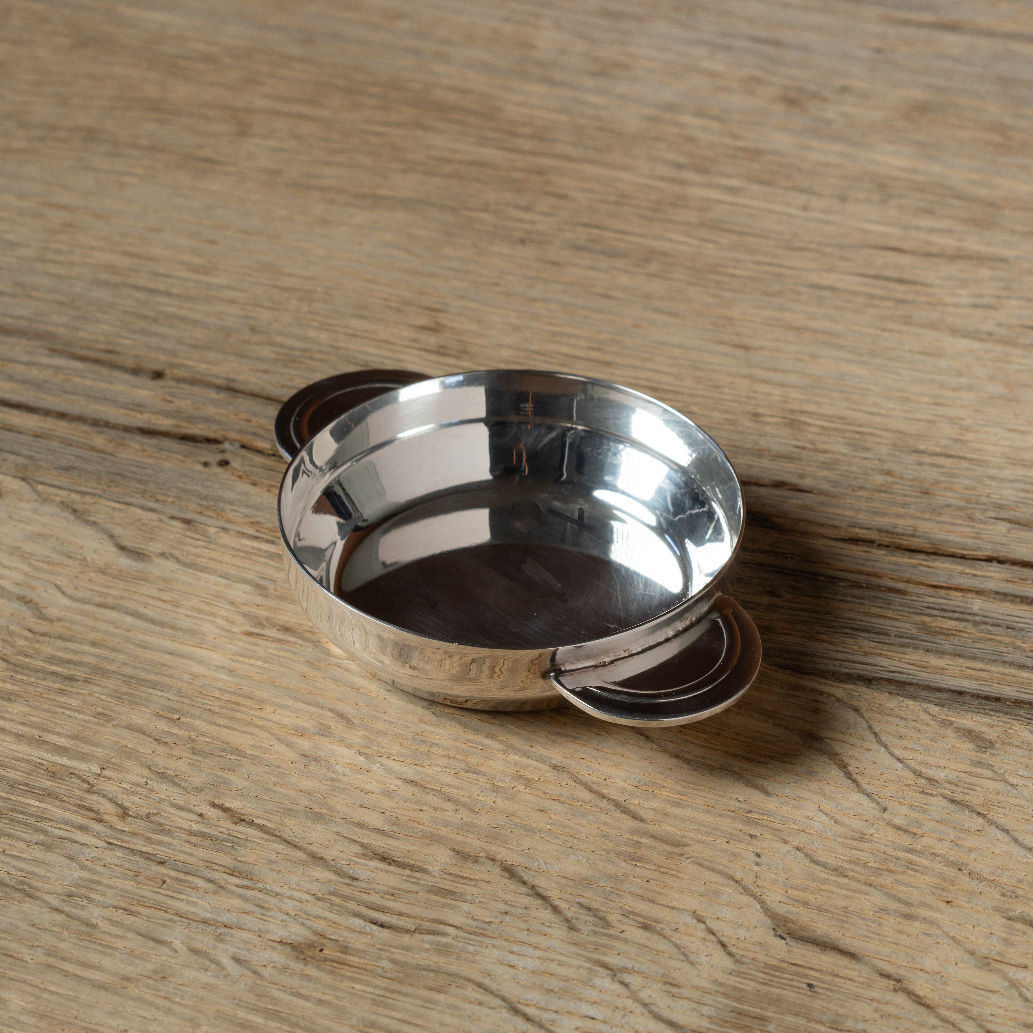 Vintage Silver Low Bowl with Half-Moon Tabs