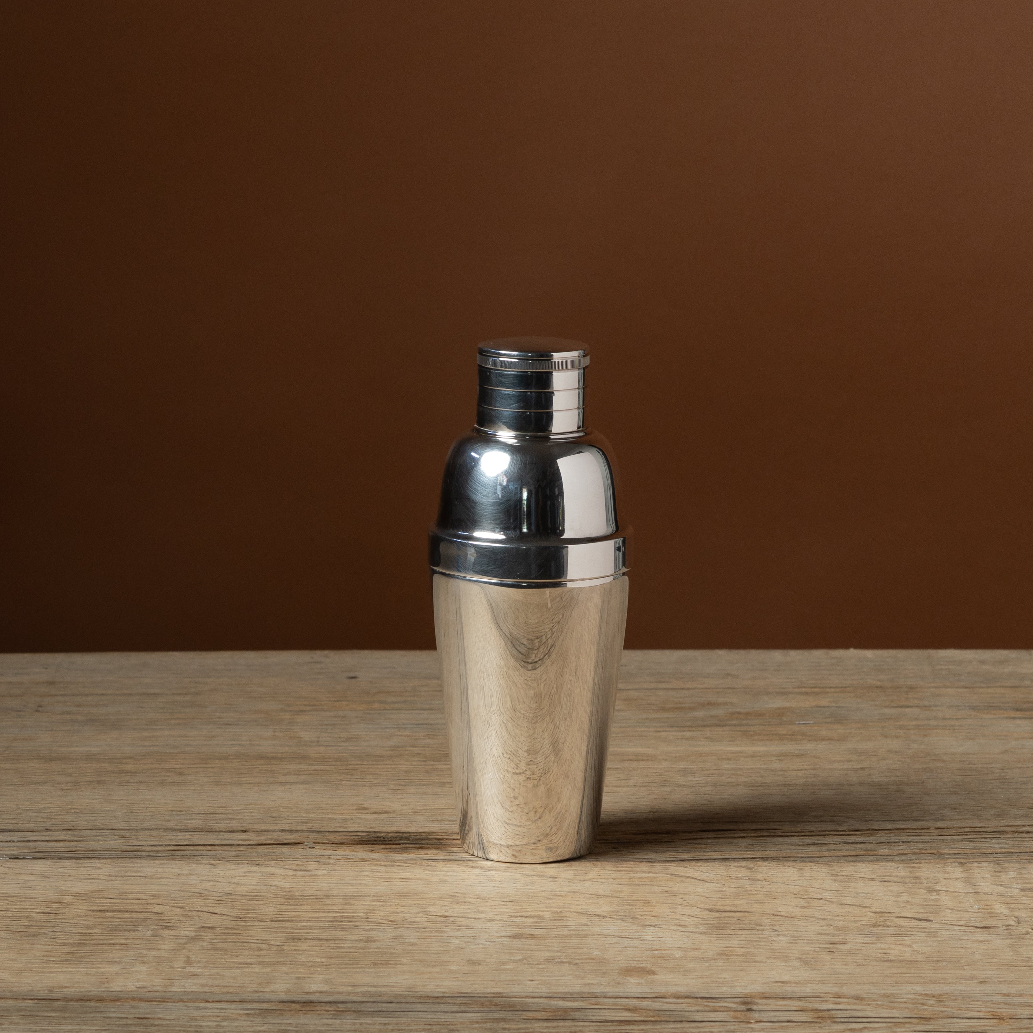 Vintage Reeded Cap Silver Cocktail Shaker
