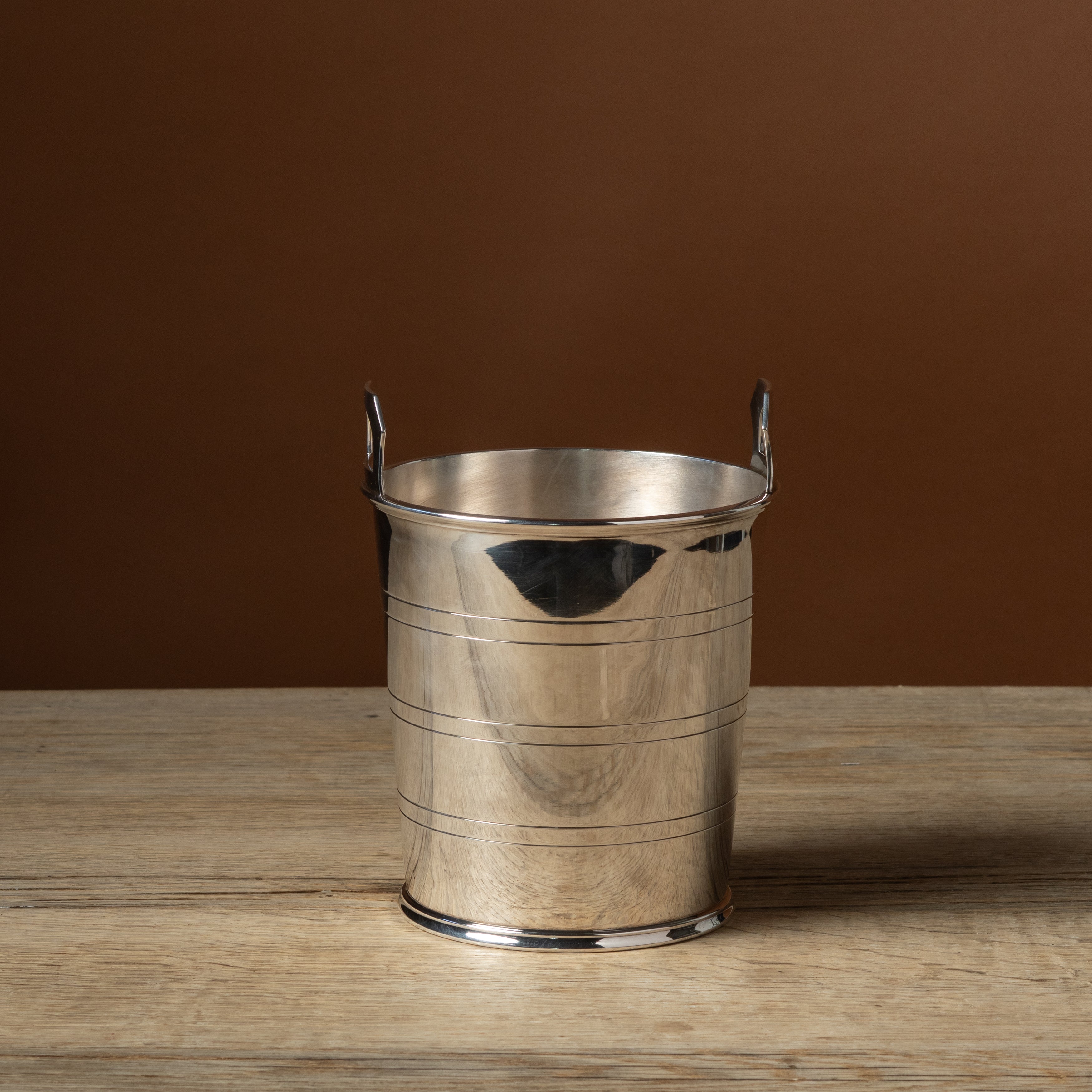 Vintage Silver Banded Champagne Bucket with Tab Handles
