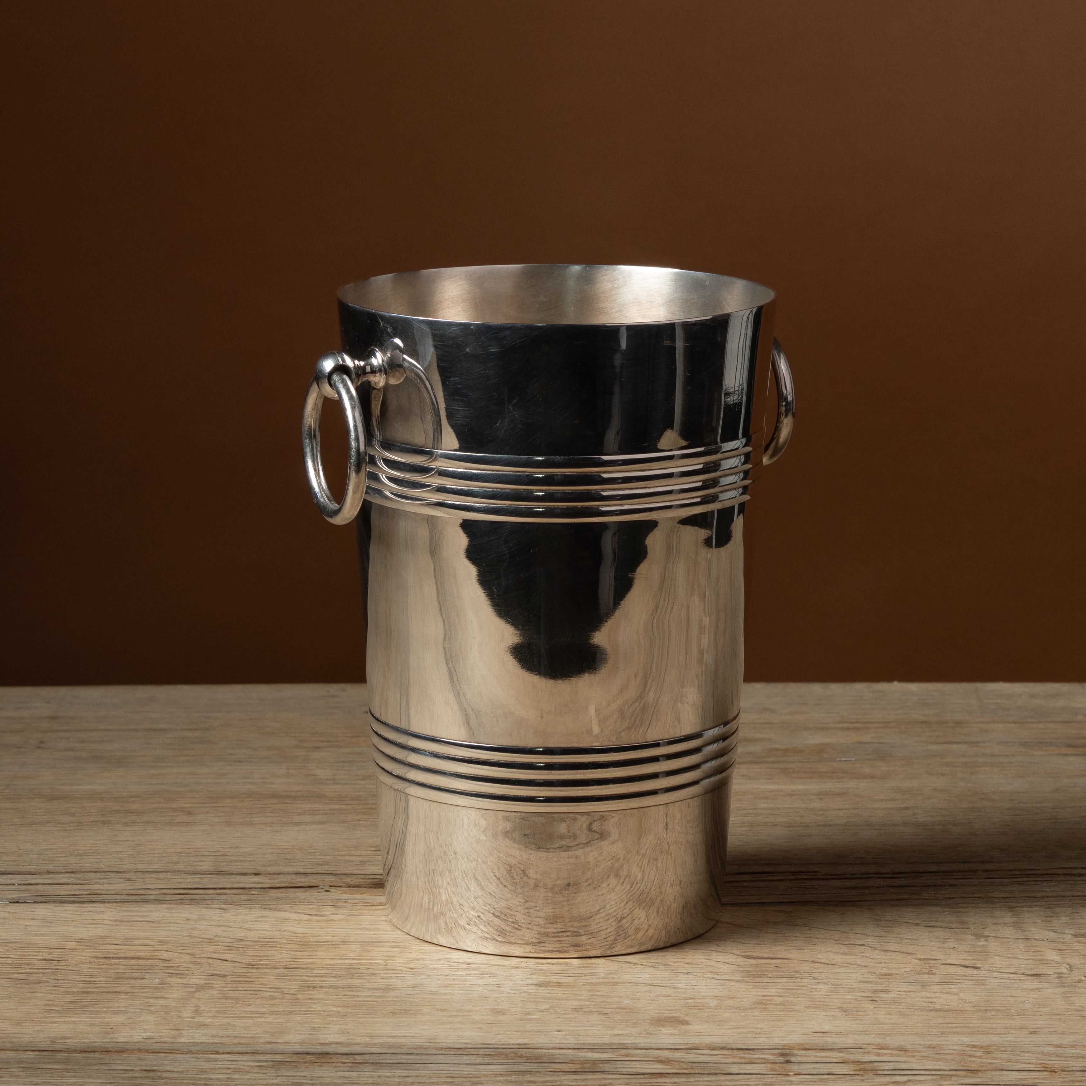 Vintage Tall Silver Champagne Bucket with Ring Handles