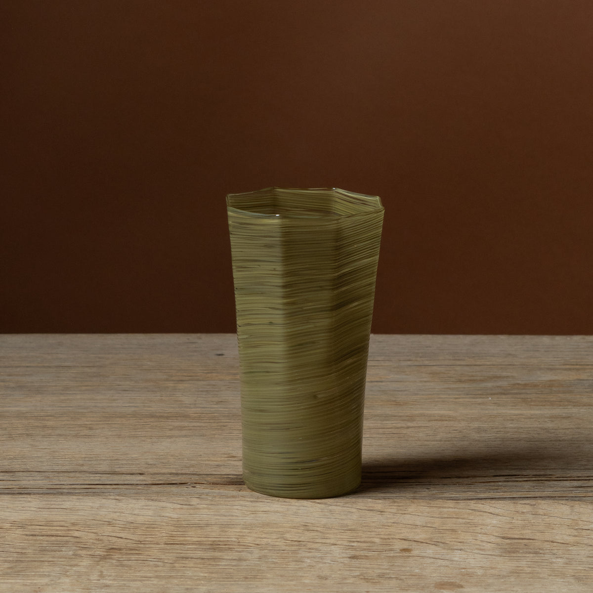 Olive Octagonal Tall Glass