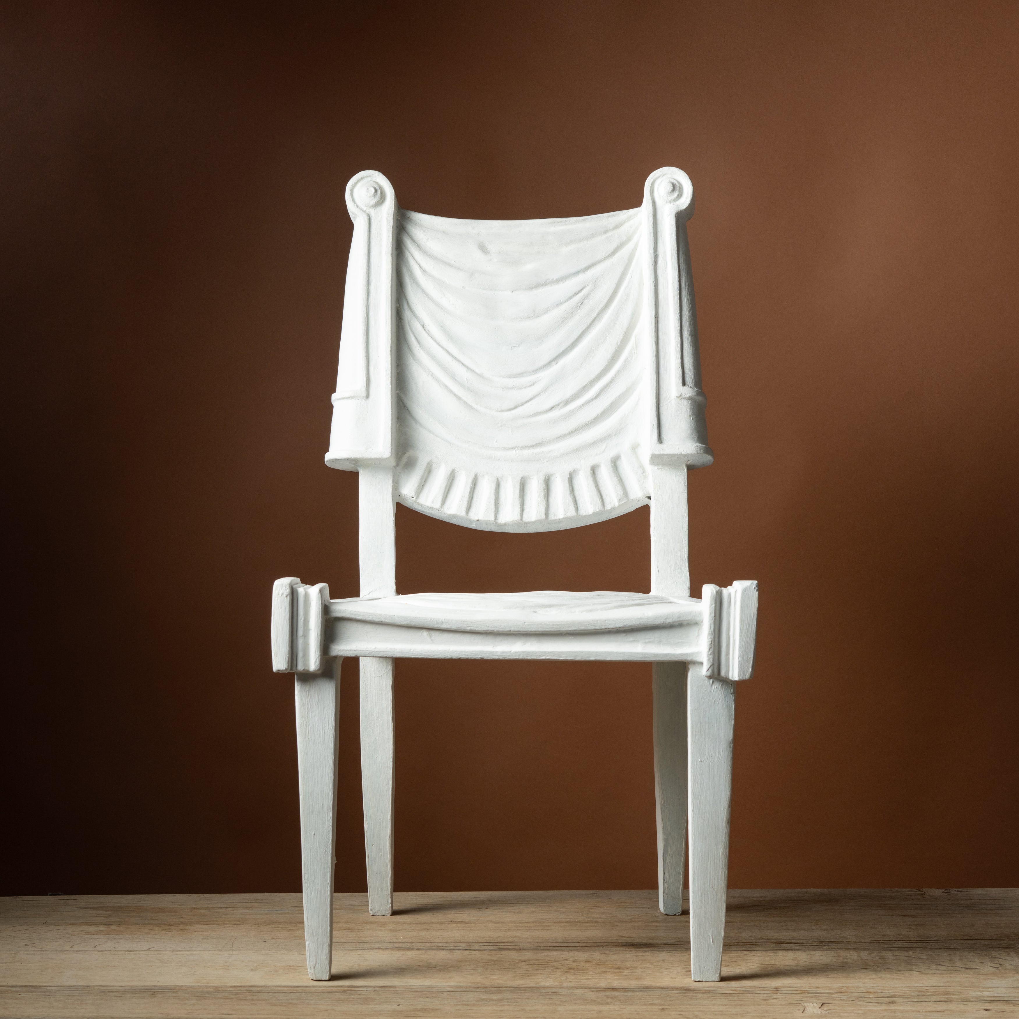 Pair of French Moderne Trompe l'Oeil Plaster Side Chairs c. 1960s