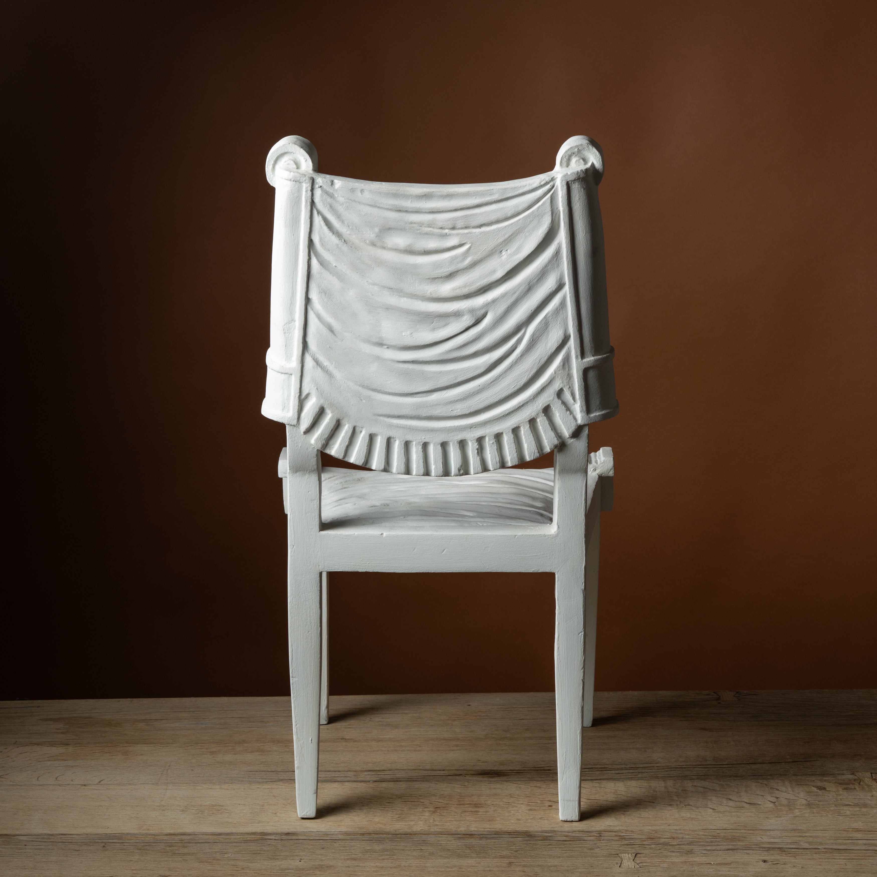 Pair of French Moderne Trompe l'Oeil Plaster Side Chairs c. 1960s