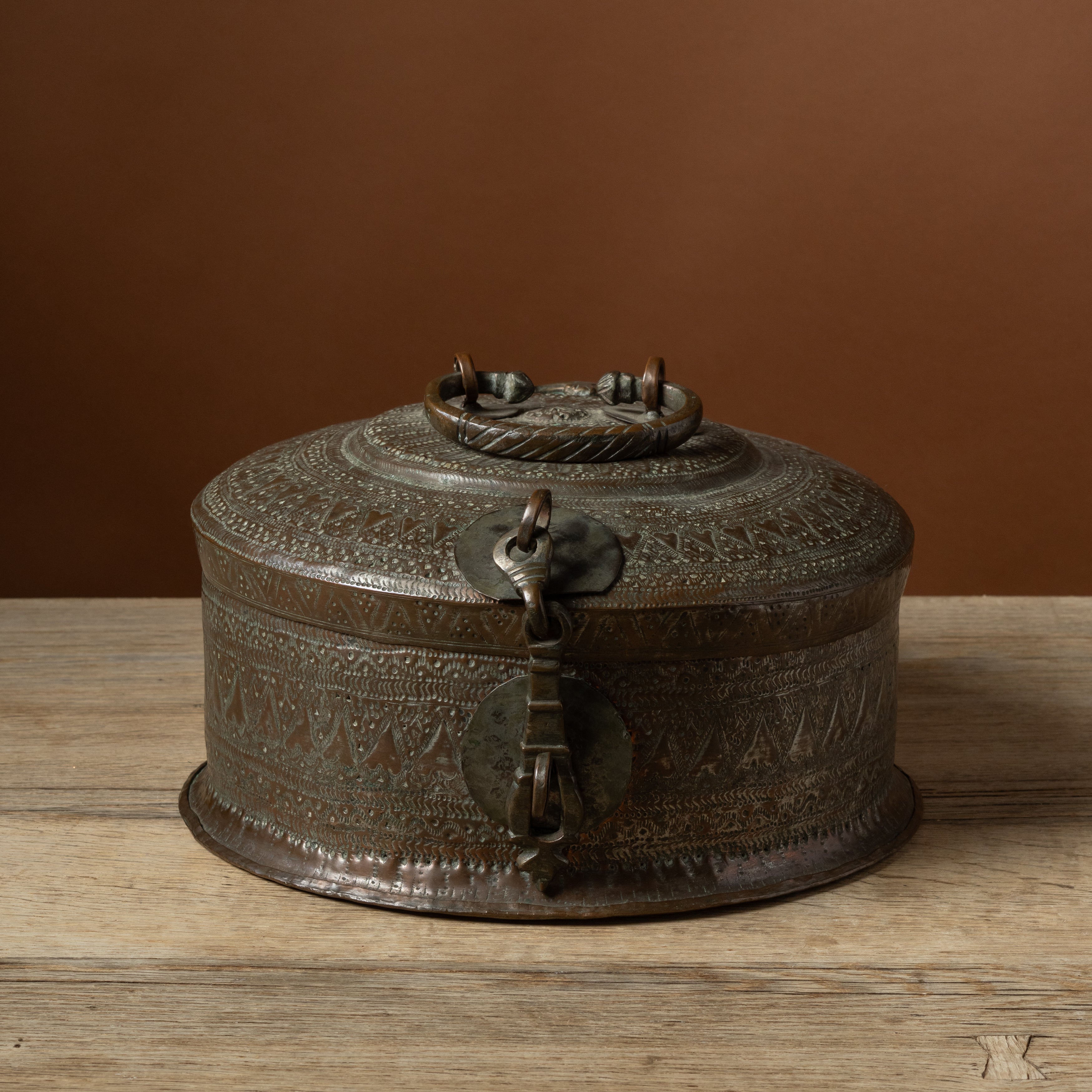 Indian Tinned Copper Repoussé Pandan Box