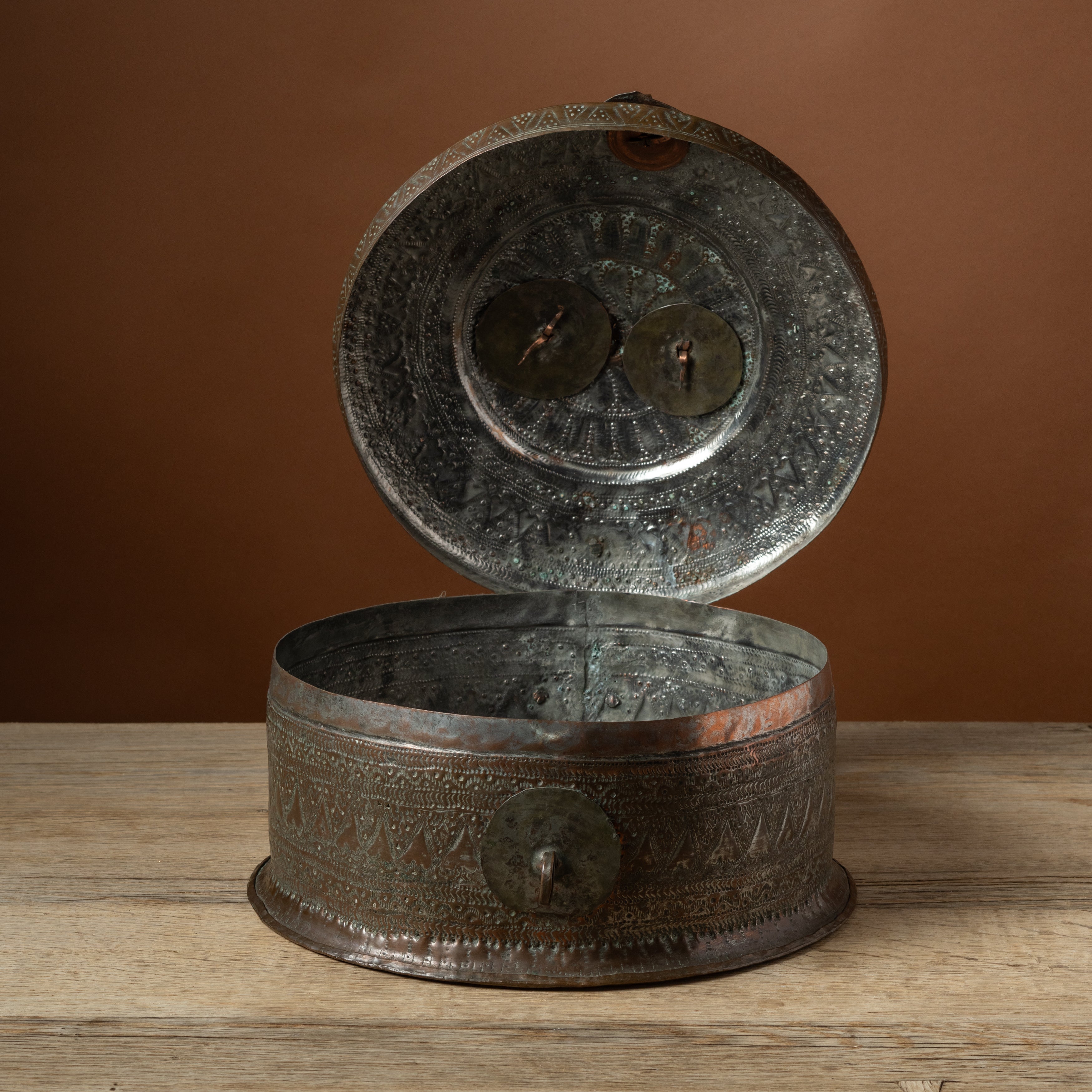 Indian Tinned Copper Repoussé Pandan Box
