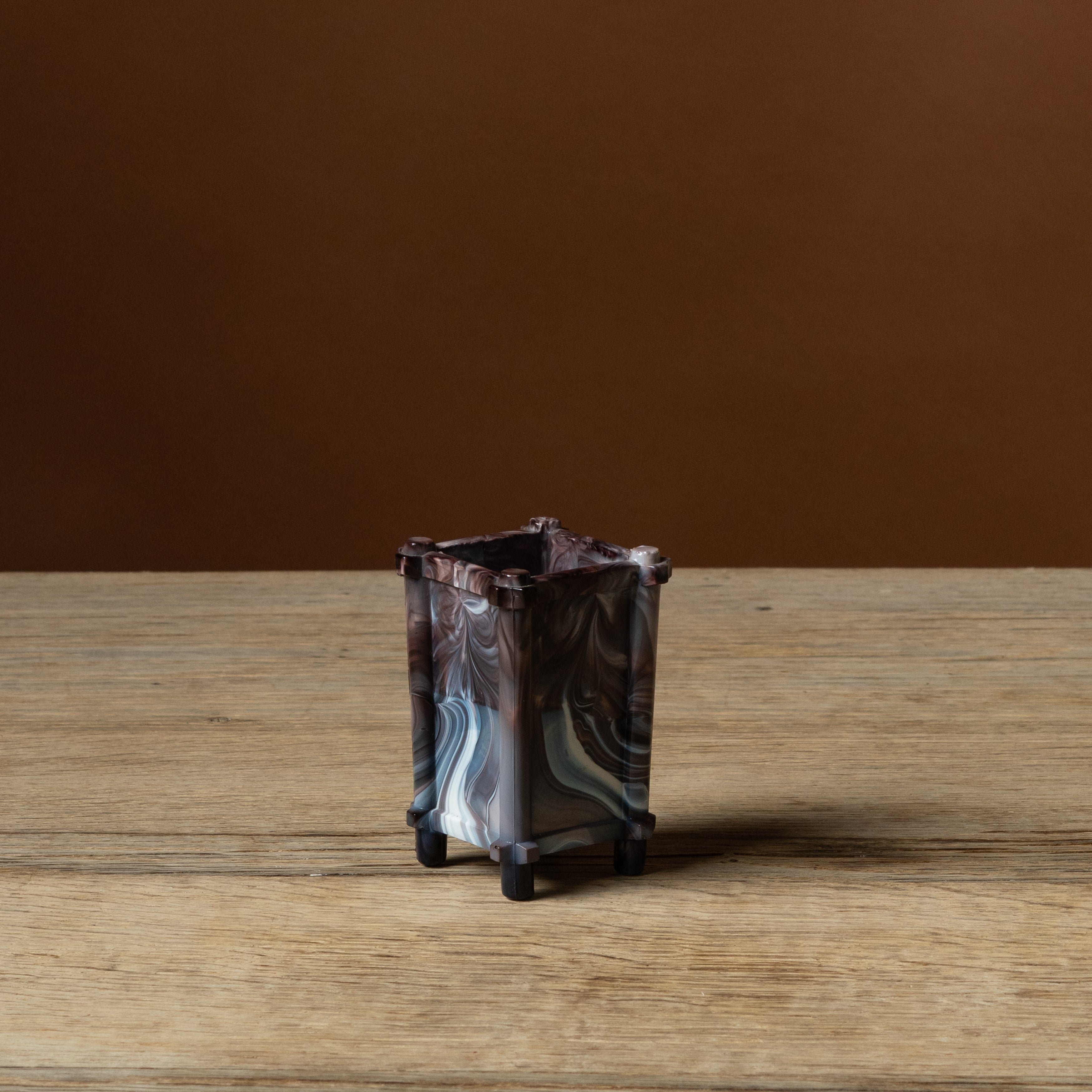 Purple Slag Glass Faux Bamboo Cachepot No. 2