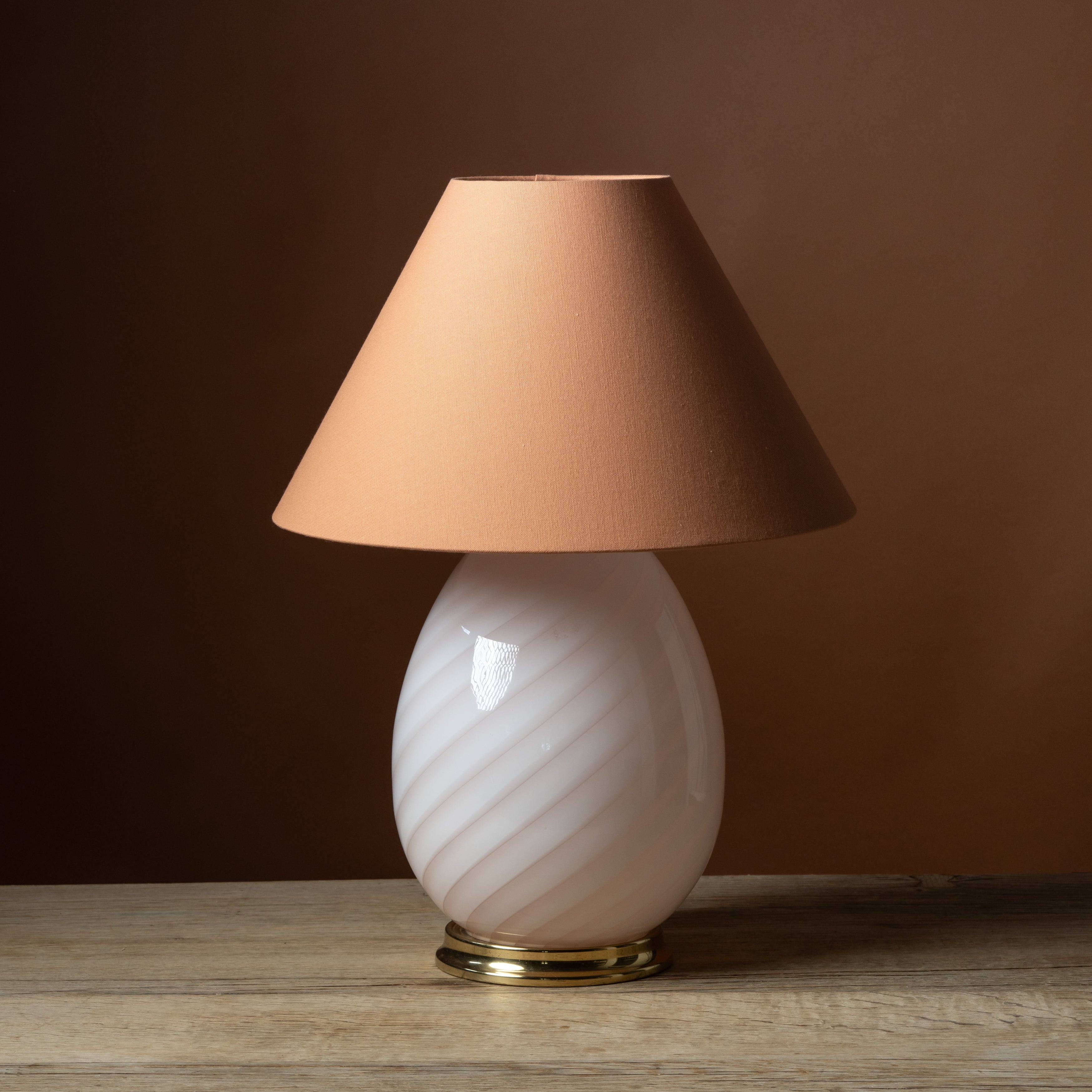 Pair of Swirl Murano Glass Egg Table Lamps c. 1970s