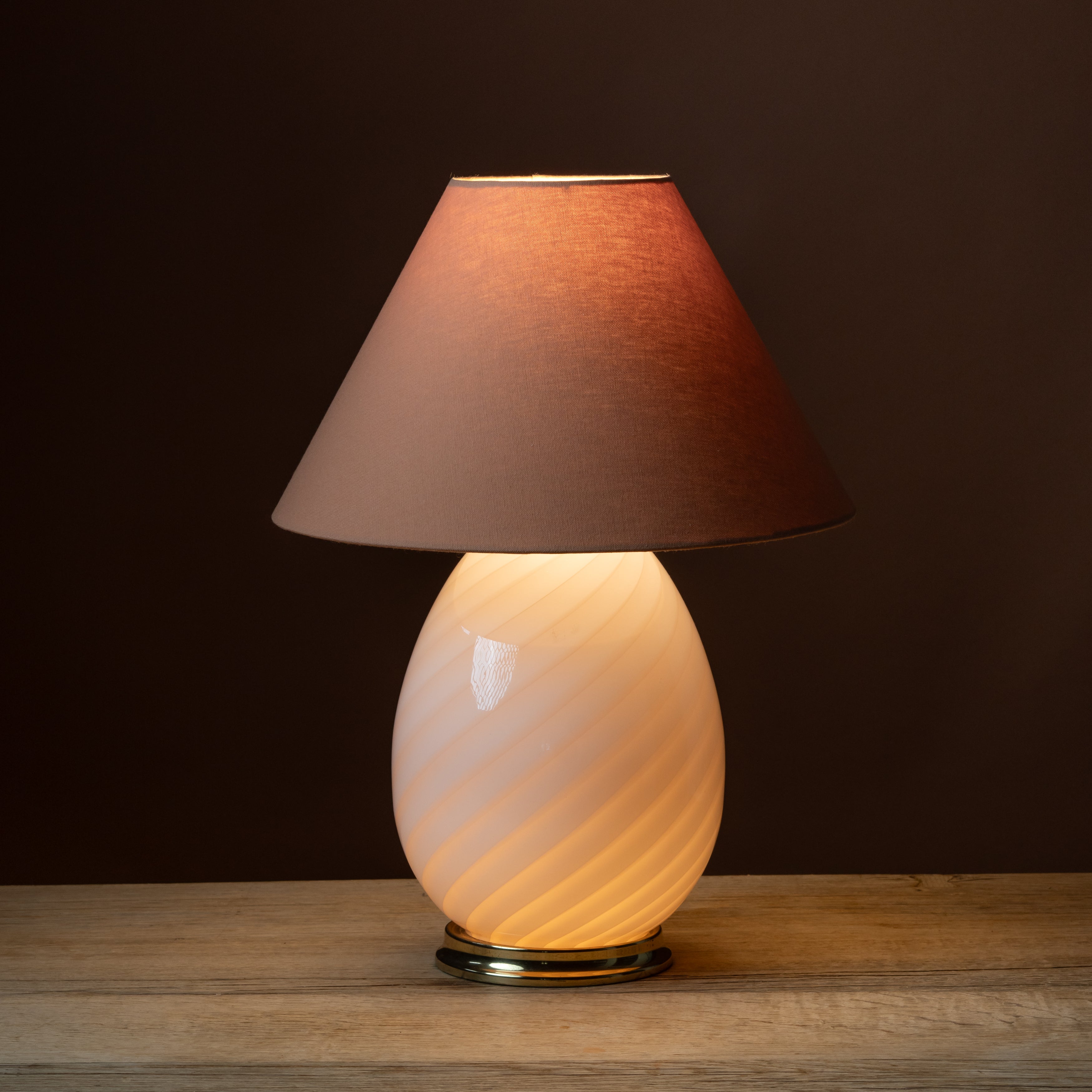 Pair of Swirl Murano Glass Egg Table Lamps c. 1970s