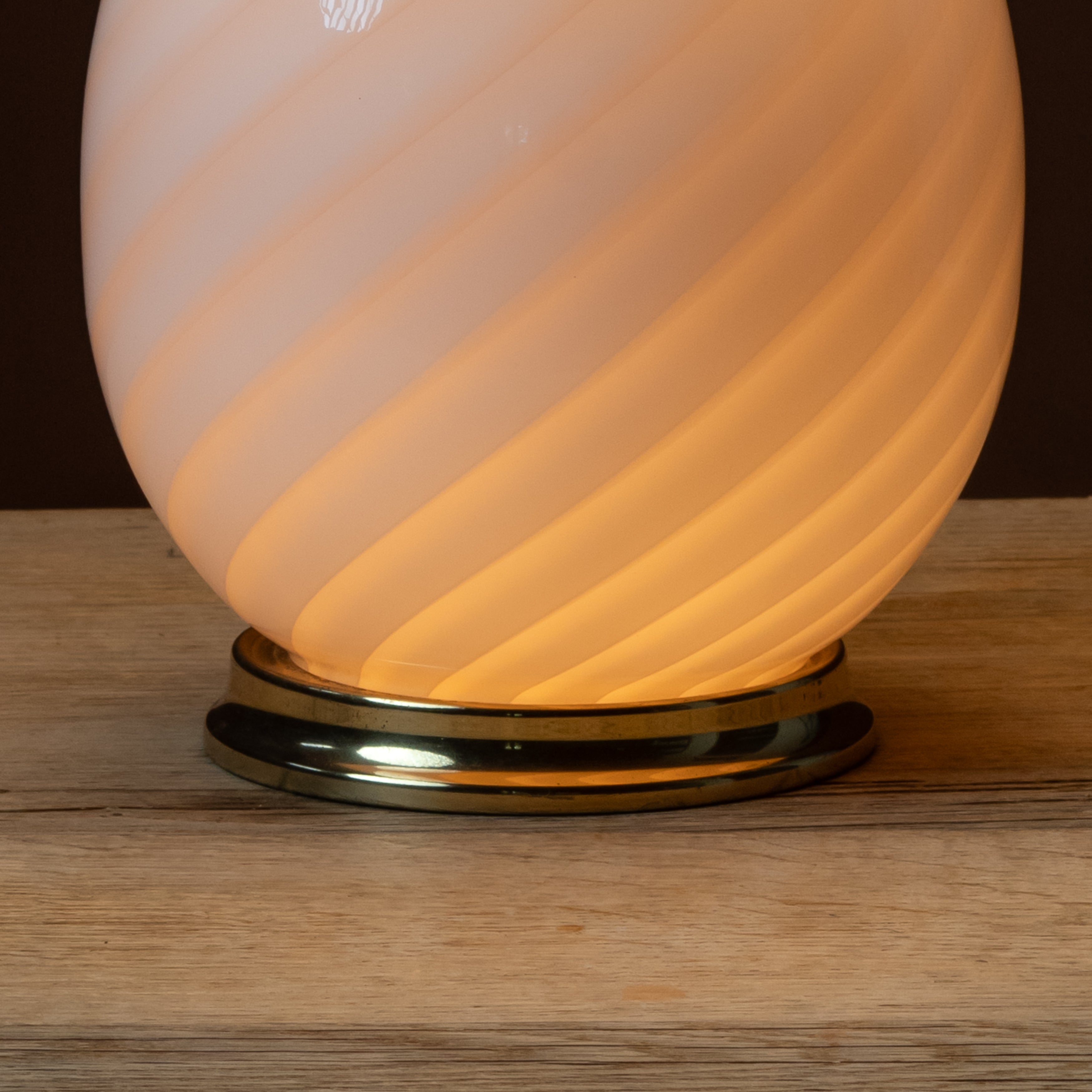 Pair of Swirl Murano Glass Egg Table Lamps c. 1970s
