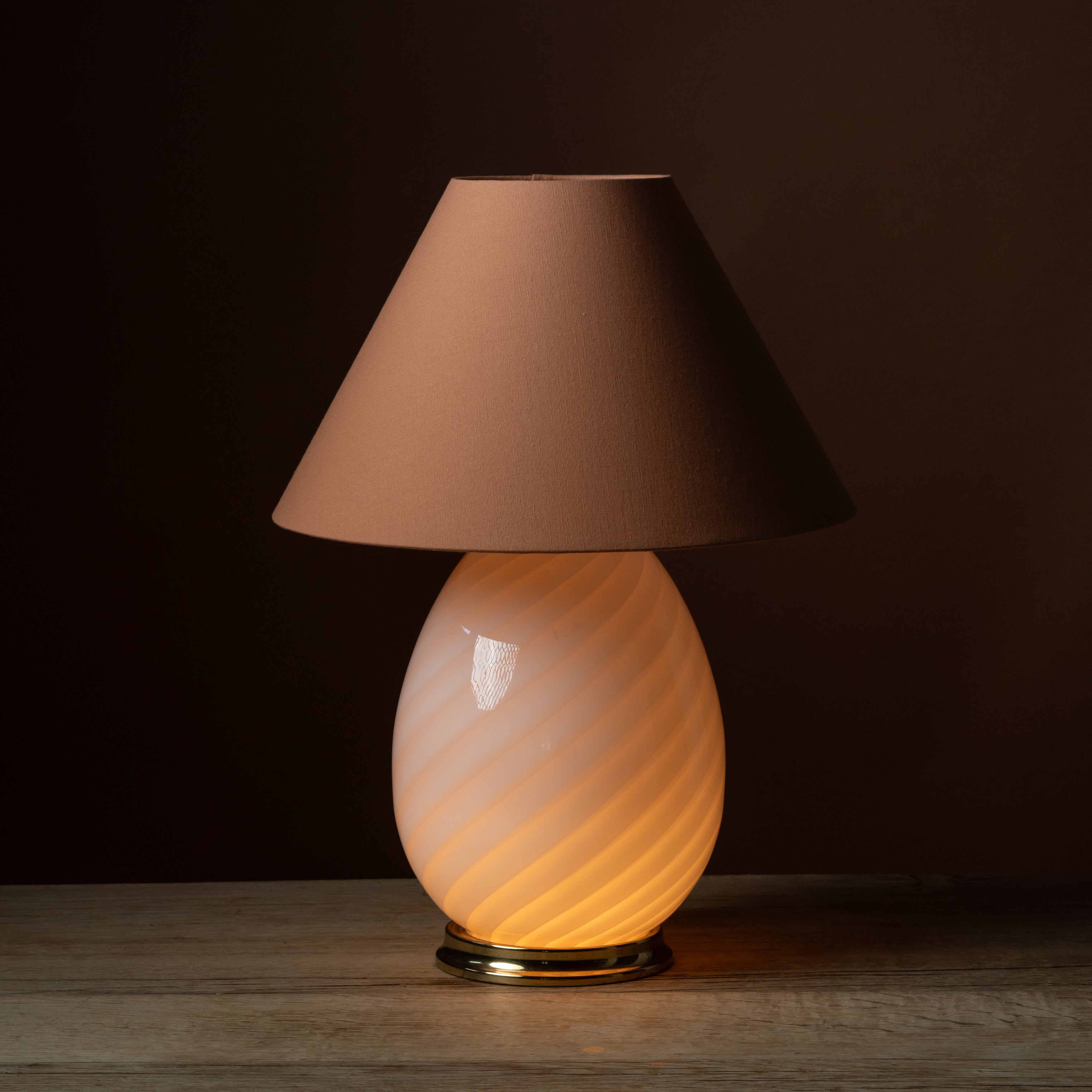 Pair of Swirl Murano Glass Egg Table Lamps c. 1970s