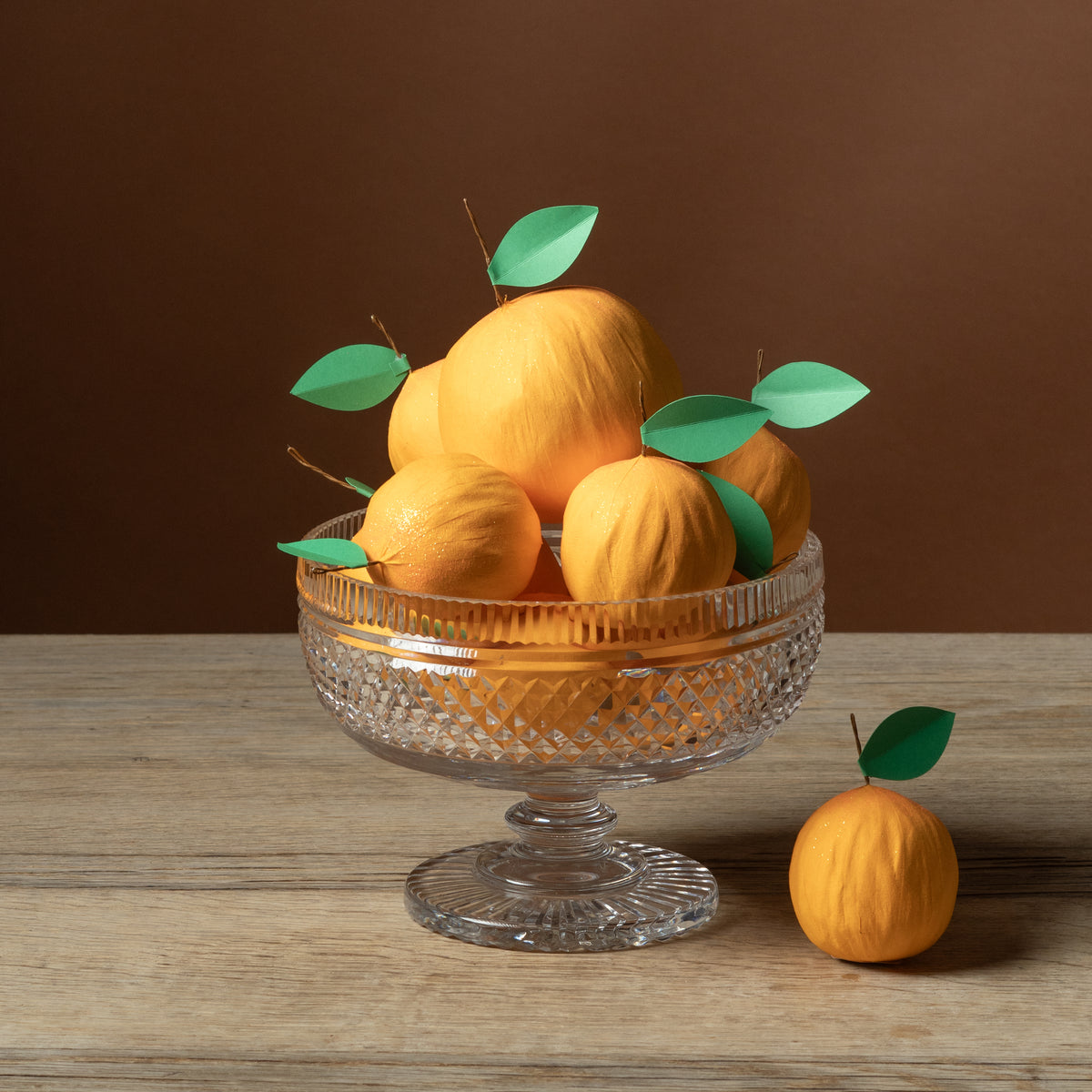Citrus surprise balls in a cut crystal footed bowl