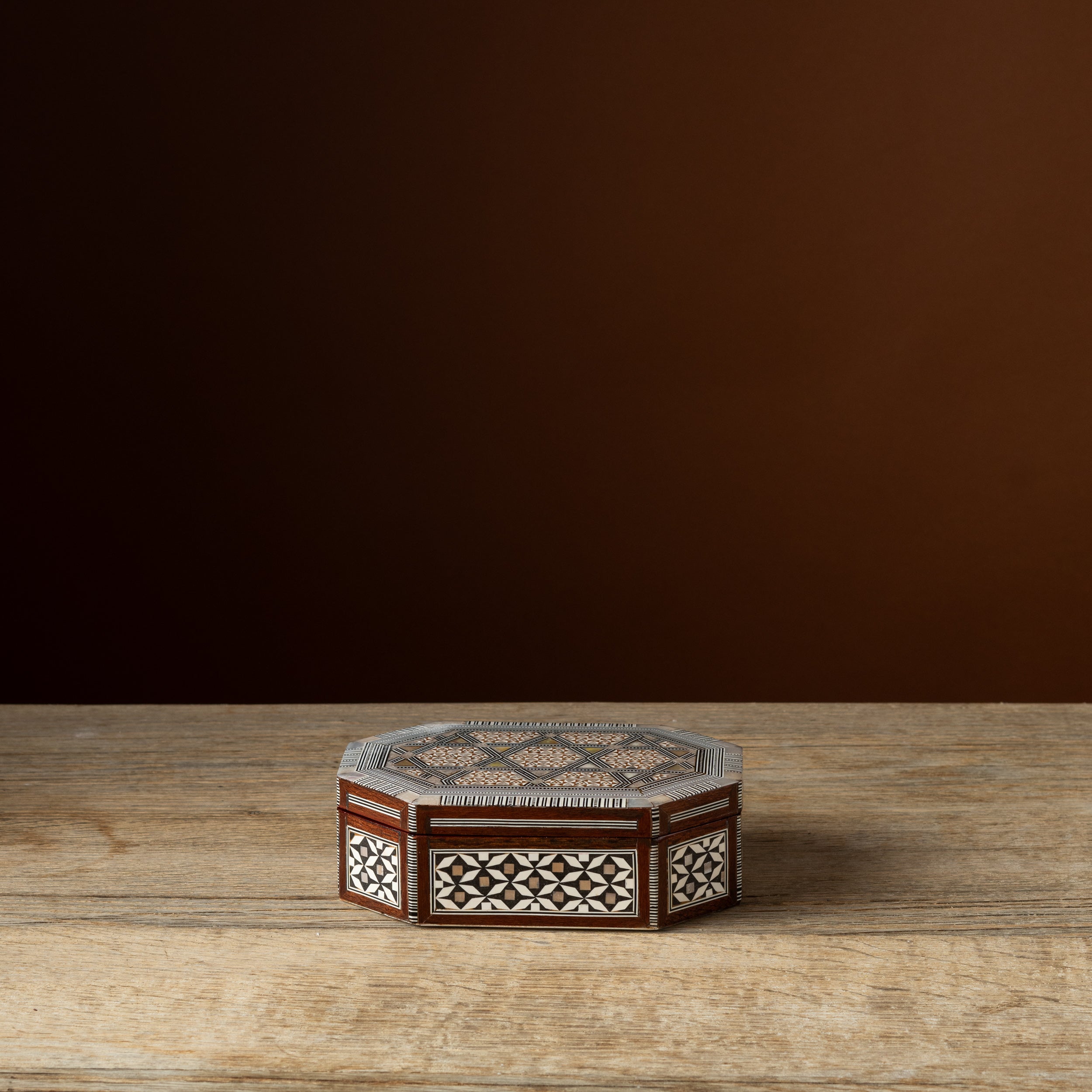 Octagonal Syrian Inlaid Wood Box