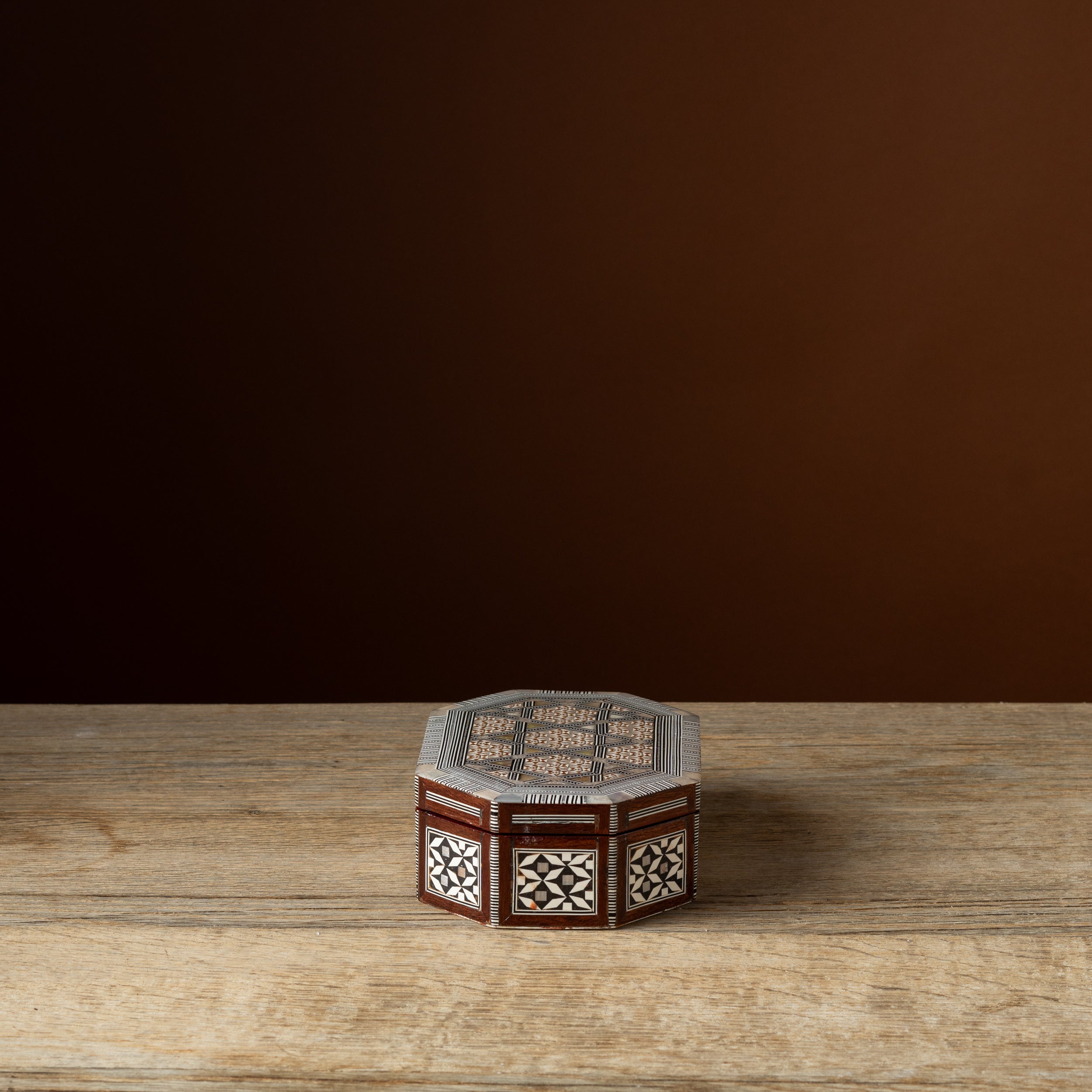 Octagonal Syrian Inlaid Wood Box