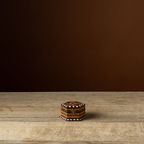 Hexagonal Syrian Inlaid Wood Trinket Box