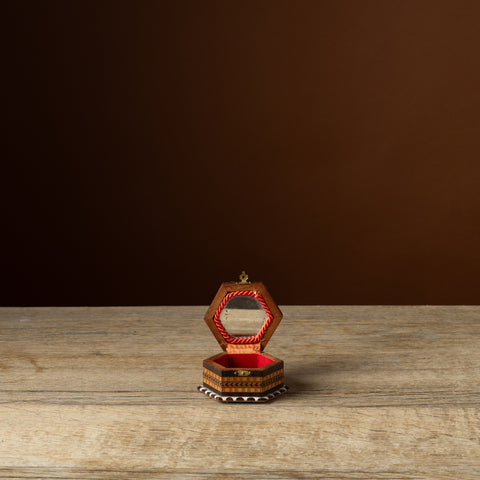 Hexagonal Syrian Inlaid Wood Trinket Box