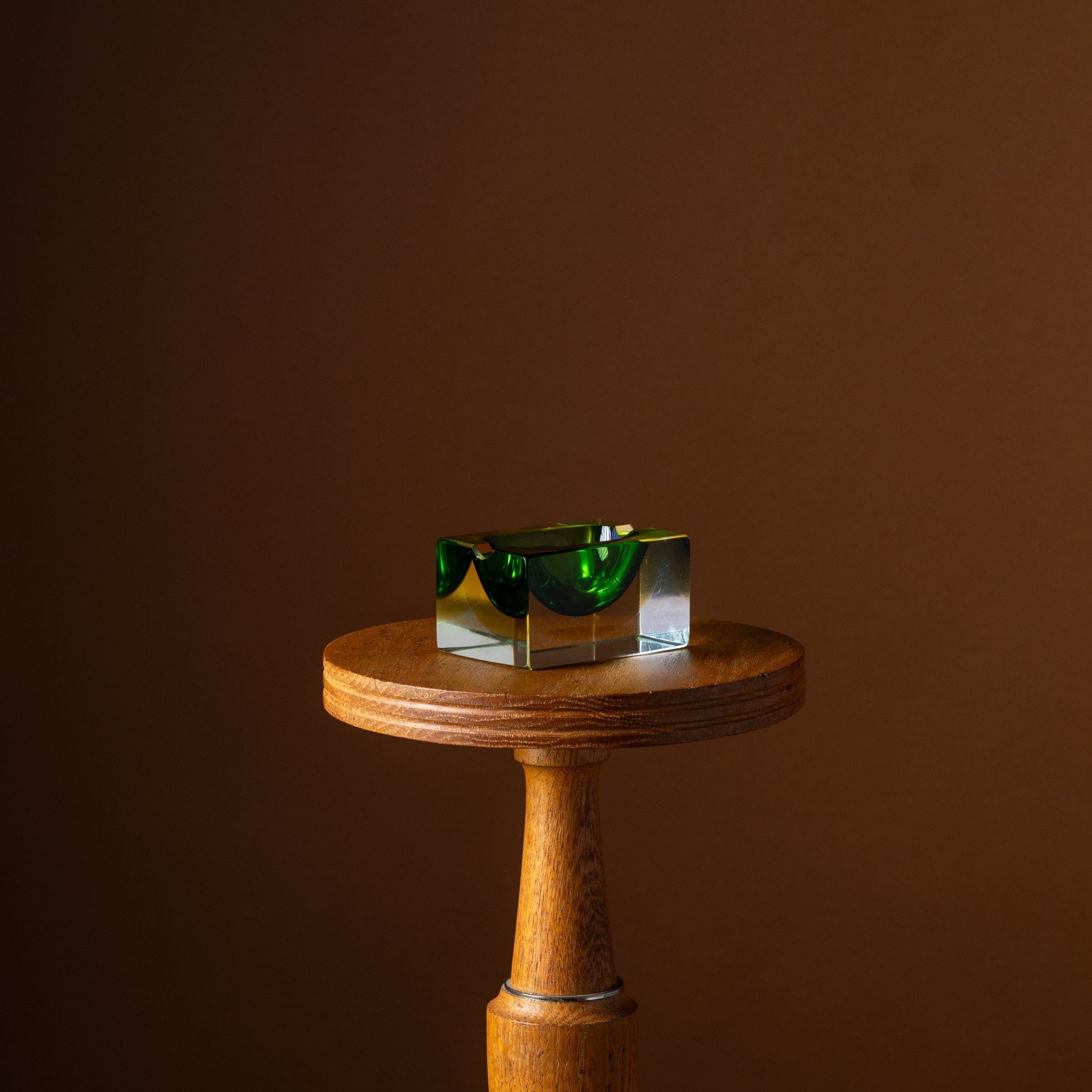 Flavio Poli Green & Yellow Murano Glass Ashtray