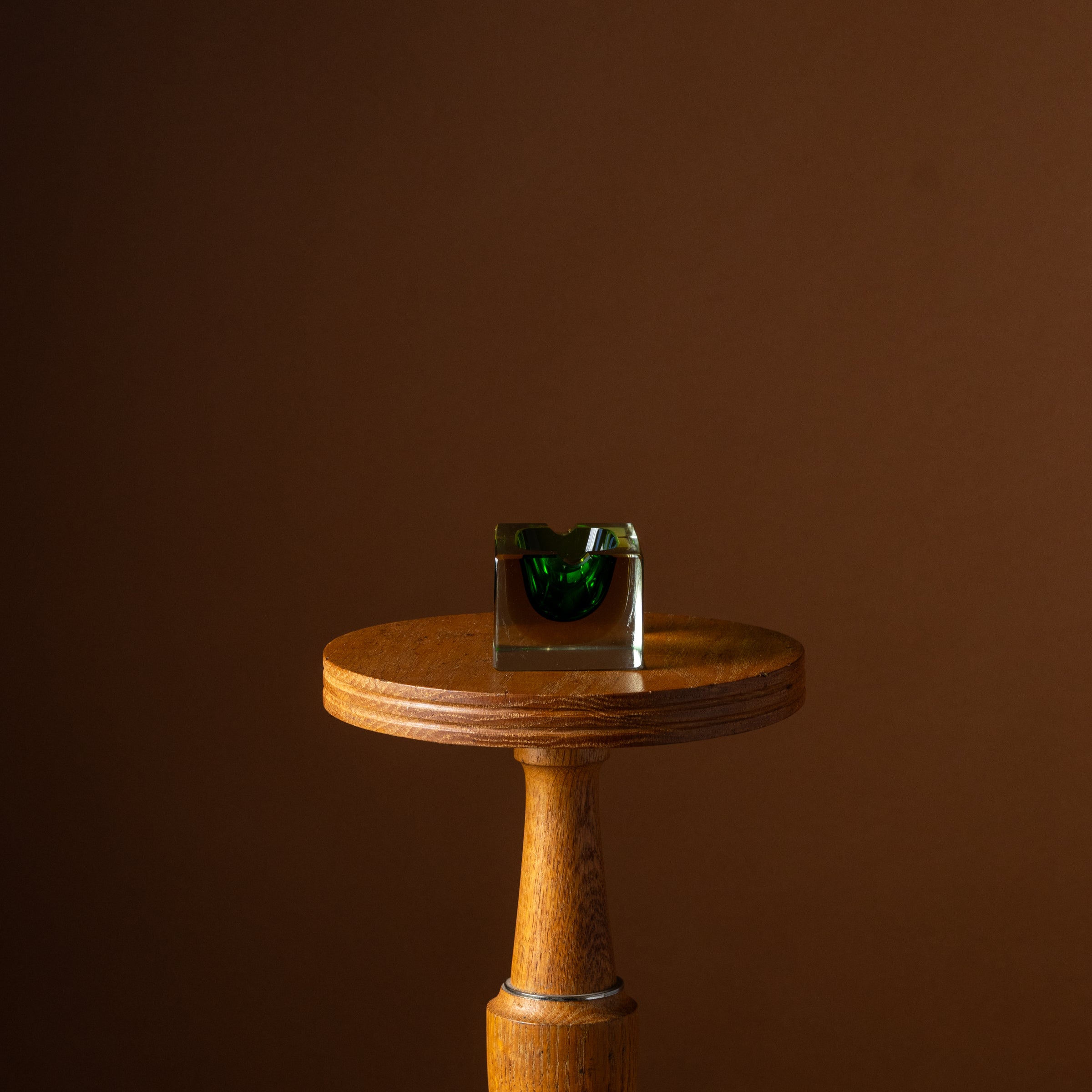 Flavio Poli Green & Yellow Murano Glass Ashtray