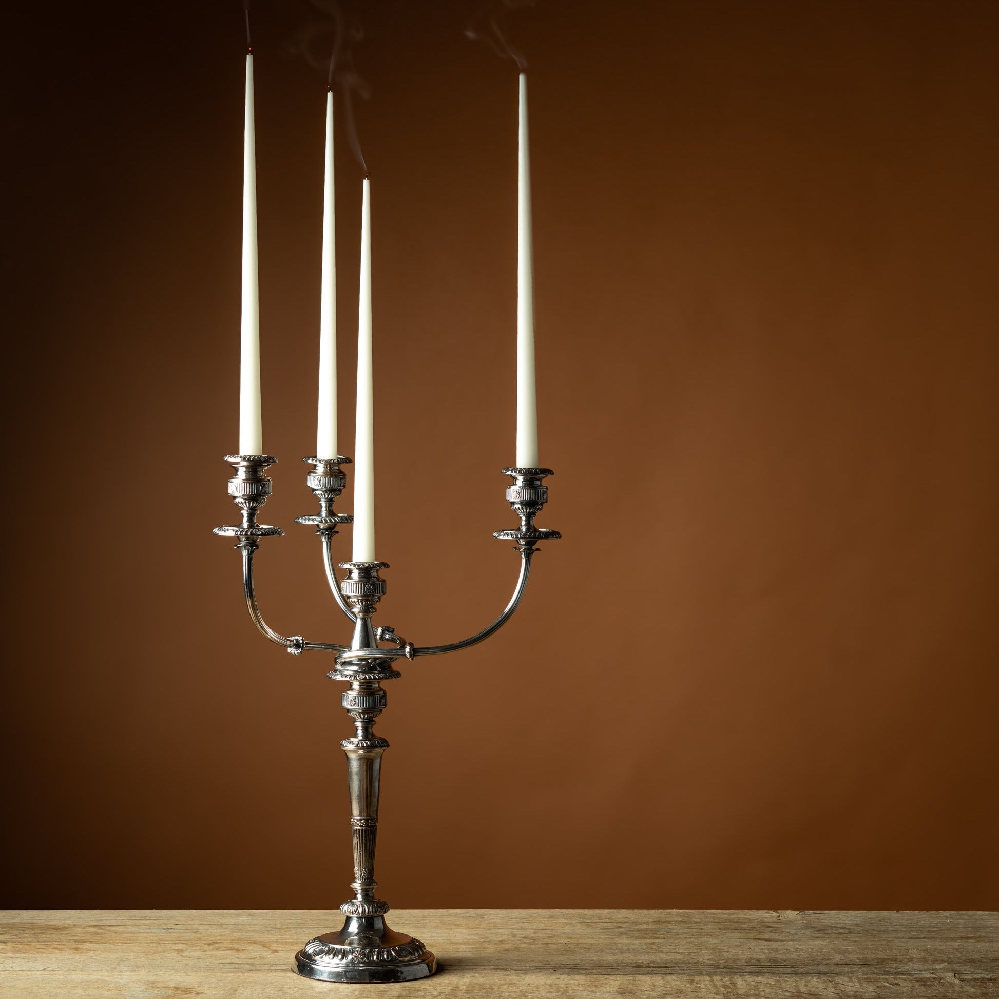 Pair of George III Sheffield Three-Arm Candelabra