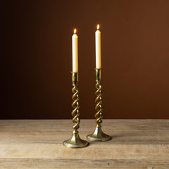 Brass Barley Twist Candlesticks Pair