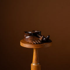 Pair of Carved Wooden Barefoot Ashtrays
