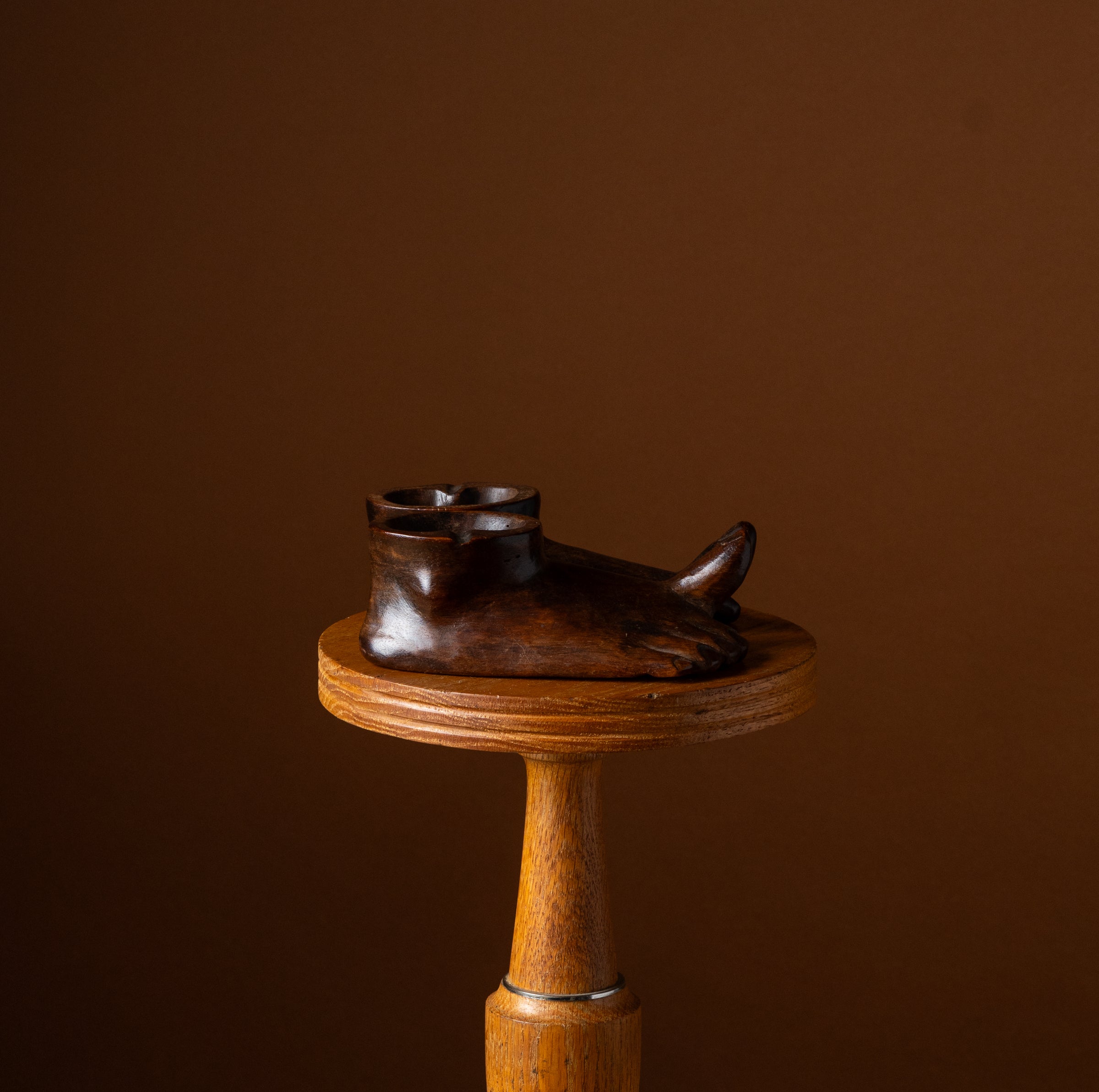 Pair of Carved Wooden Barefoot Ashtrays