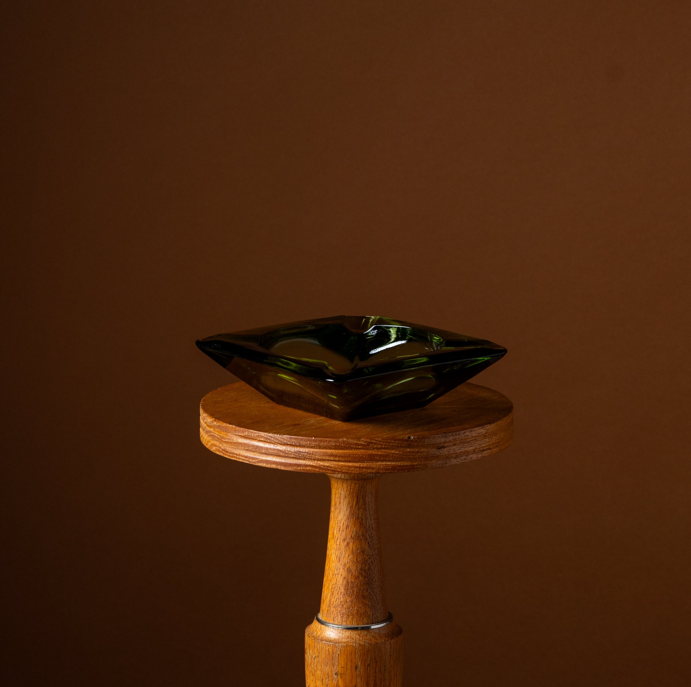 Green Glass Square Ashtray