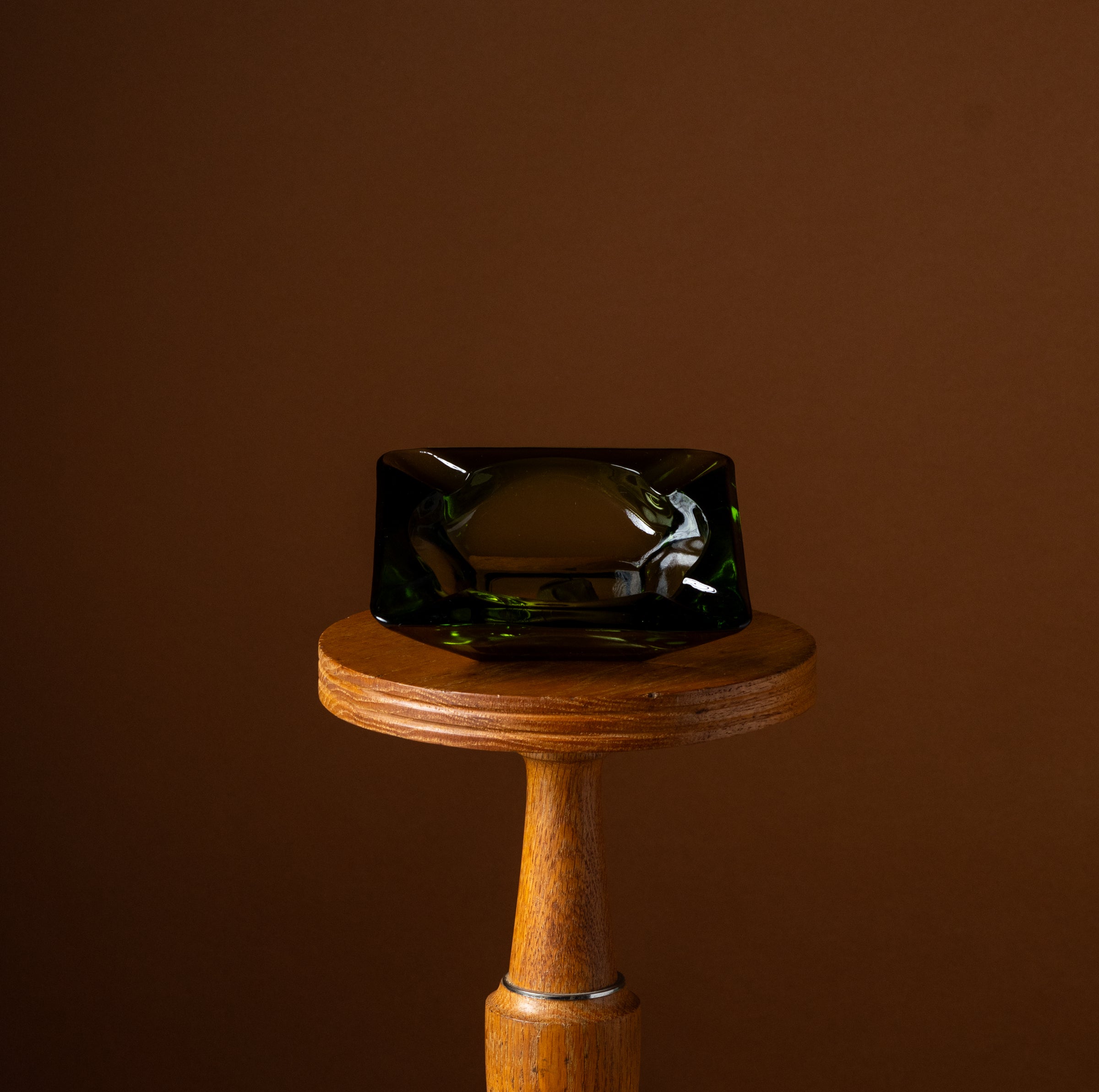 Green Glass Square Ashtray