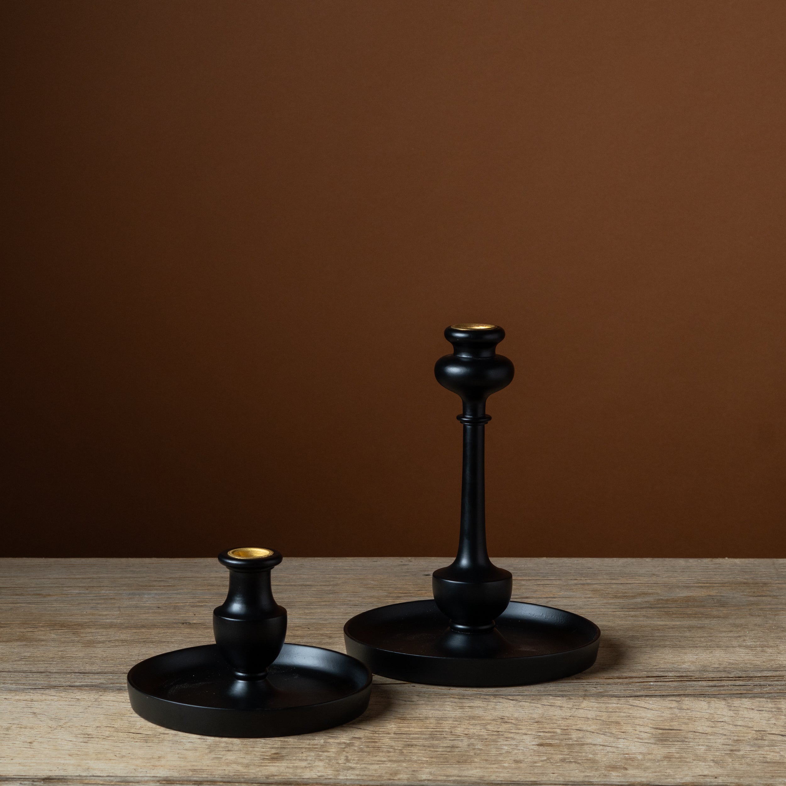 Medium Ebony Kana Candlestick with Tray