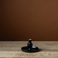 Small Ebony Kana Candlestick with Tray