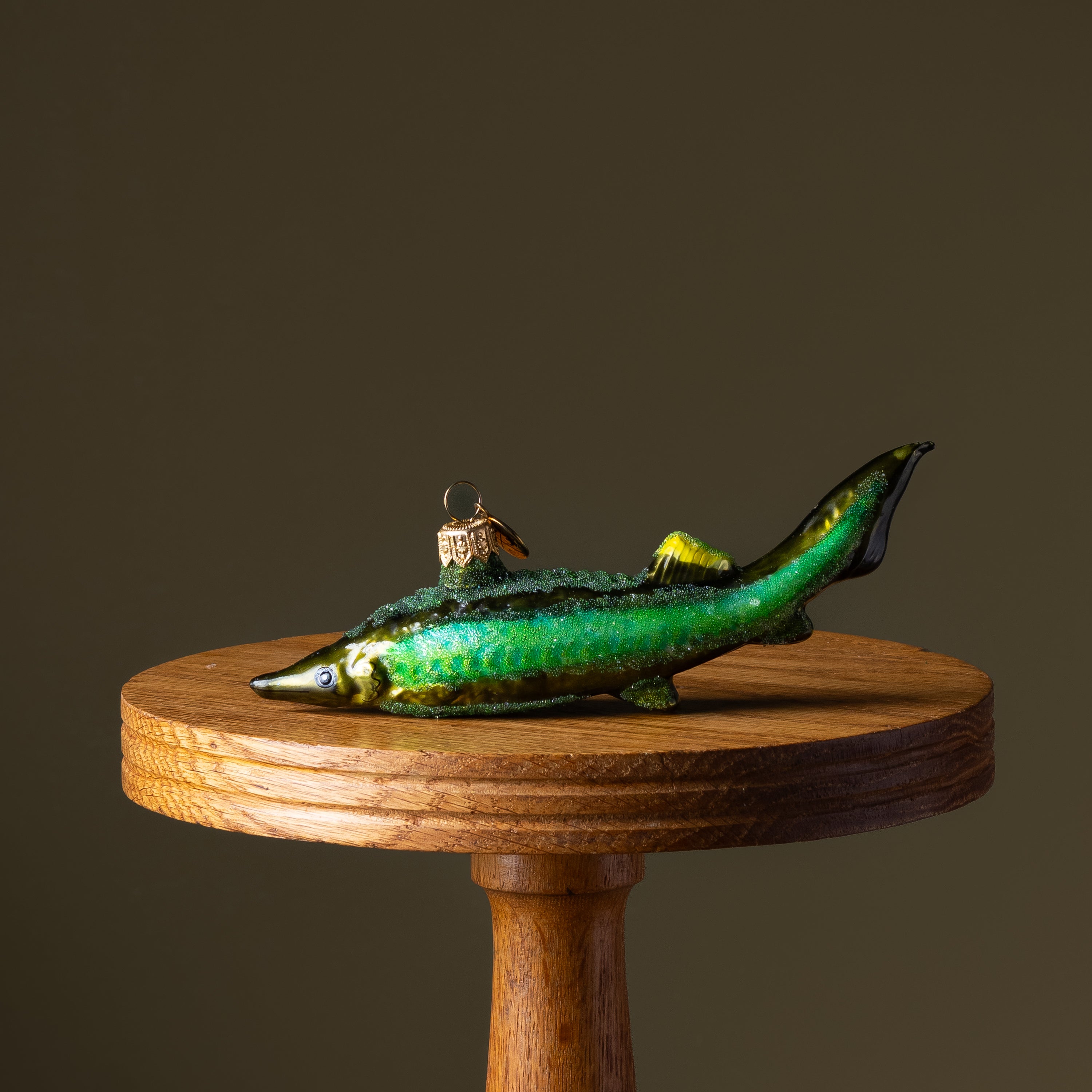 Green Sturgeon Fish Glass Ornament