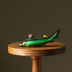Green Sturgeon Fish Glass Ornament