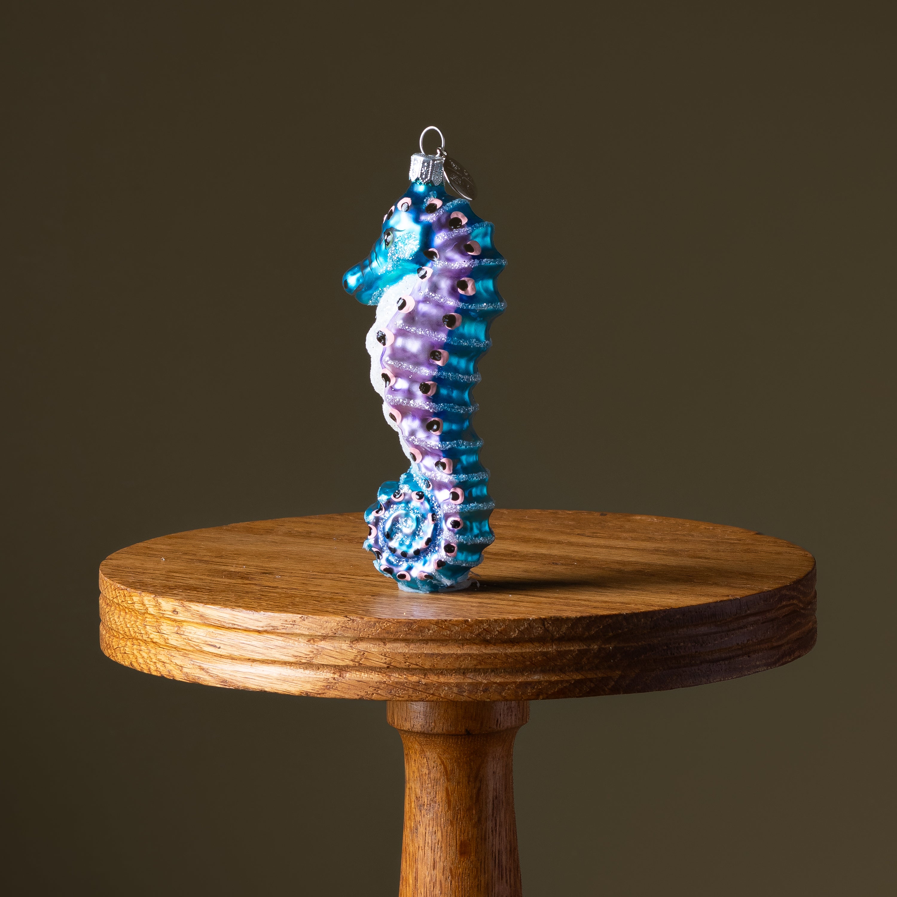 Teal & Puple Seahorse Glass Ornament