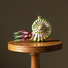 Ammonite in Nautilus Shell Glass Ornament