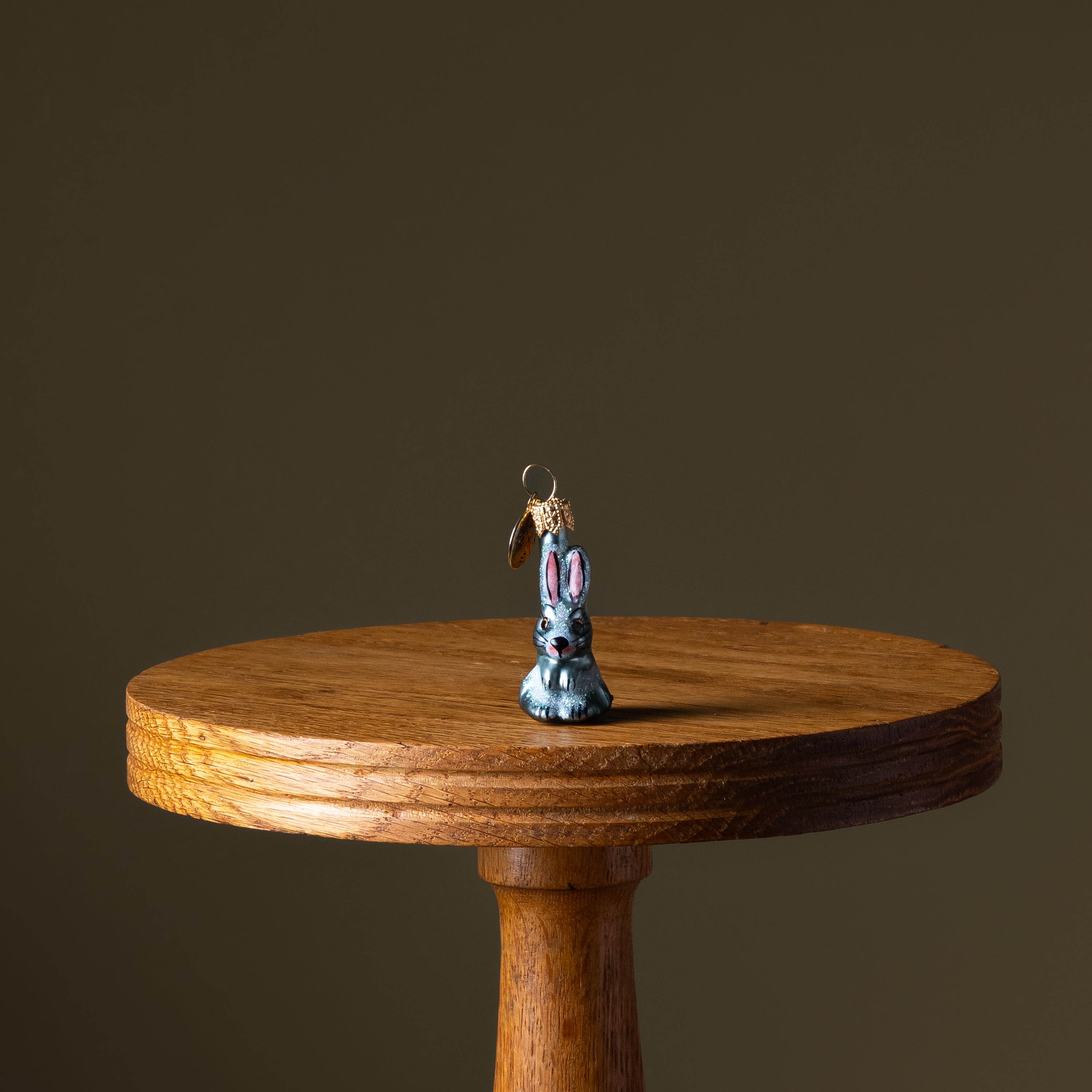 Mini Blue Bunny Rabbit Glass Ornament