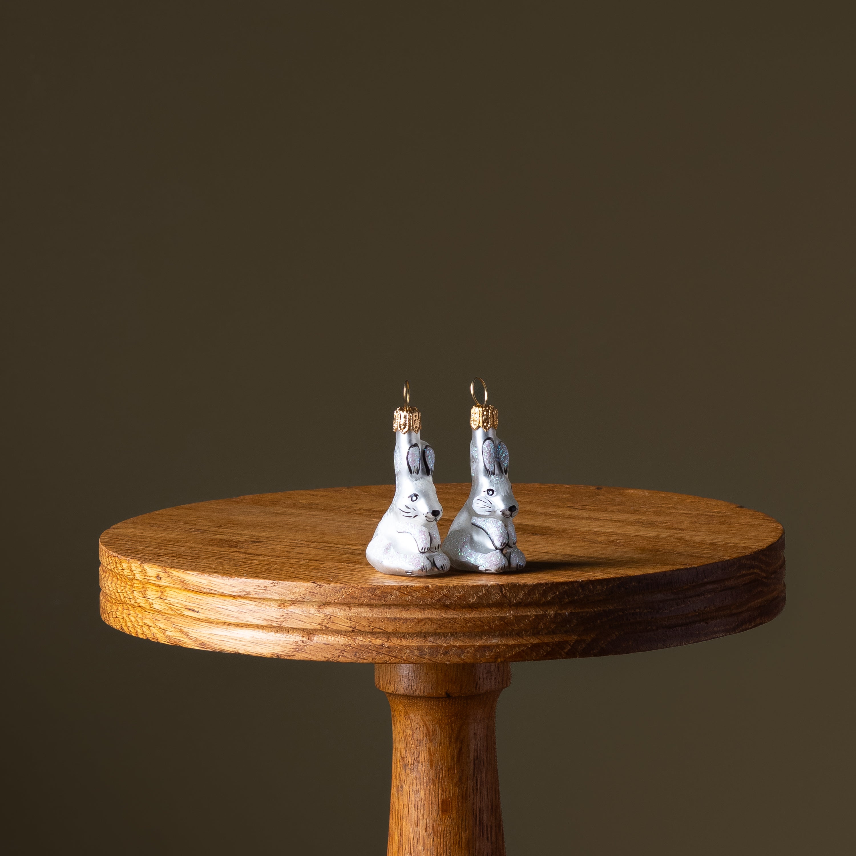 Mini White Bunny Rabbit Glass Ornament