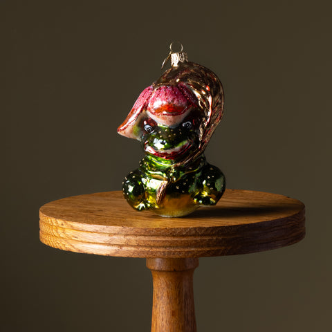 Frog Under the Lily Glass Ornament
