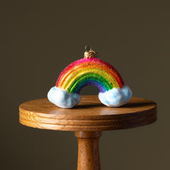 Frosted Rainbow & Cloud Glass Ornament